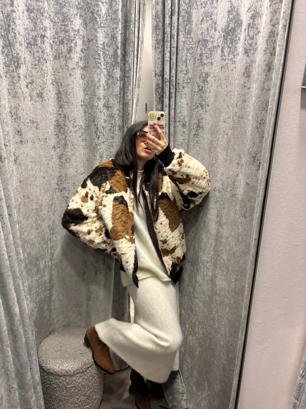 Bomber reversibile ecopelliccia muccato