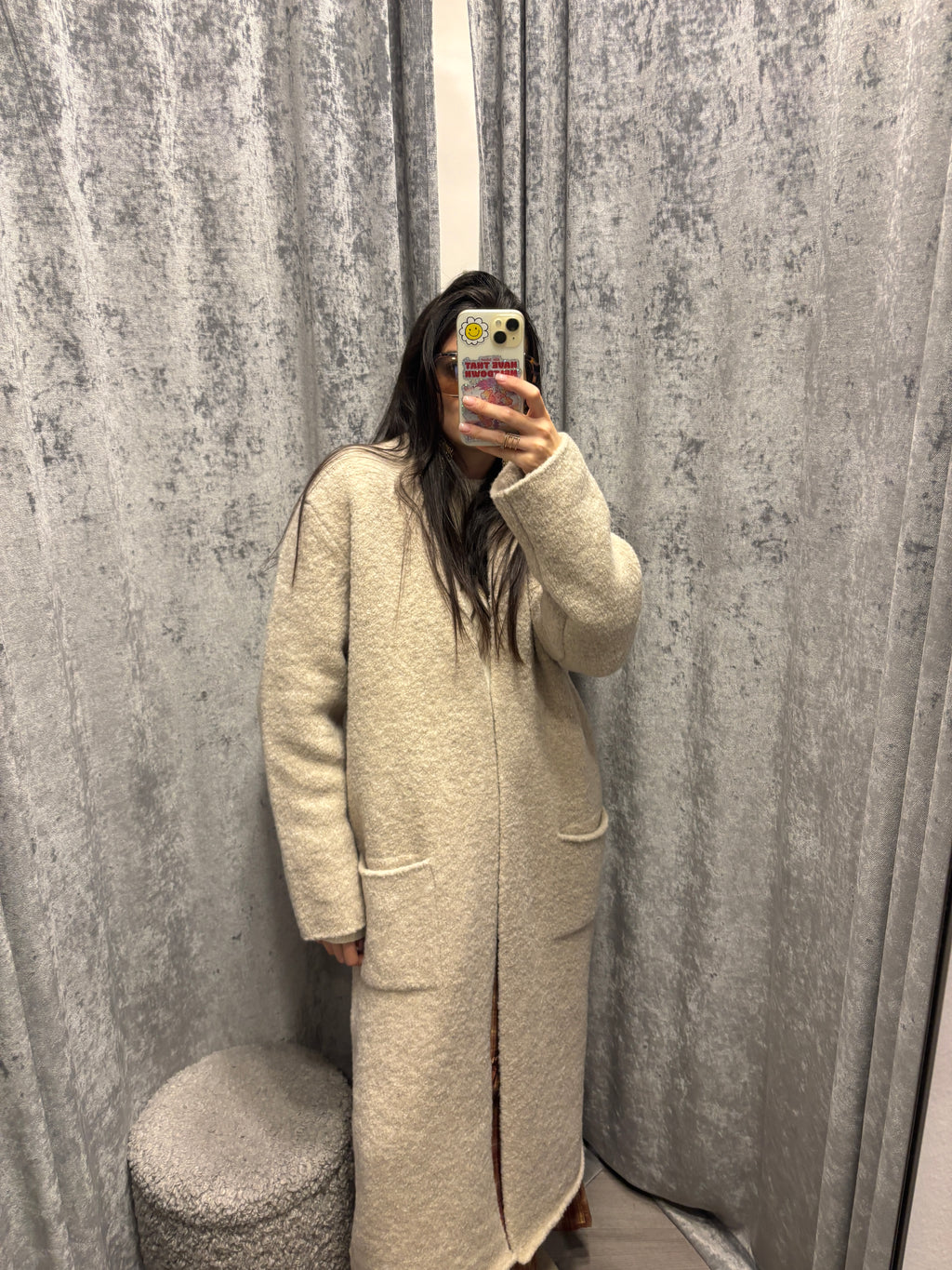 Cardigan lungo con tasche sciallato