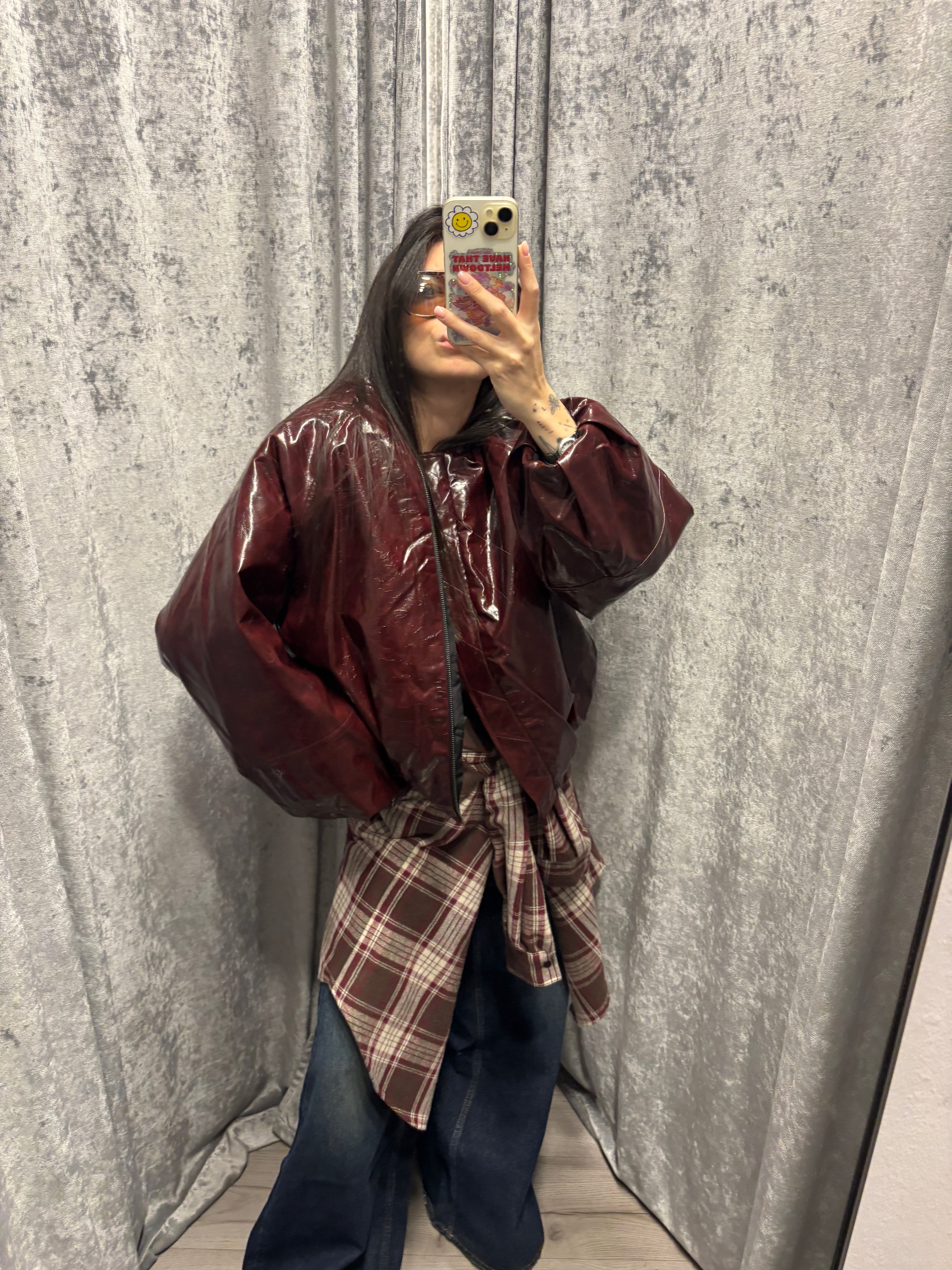 Bomber in vinile reversibile