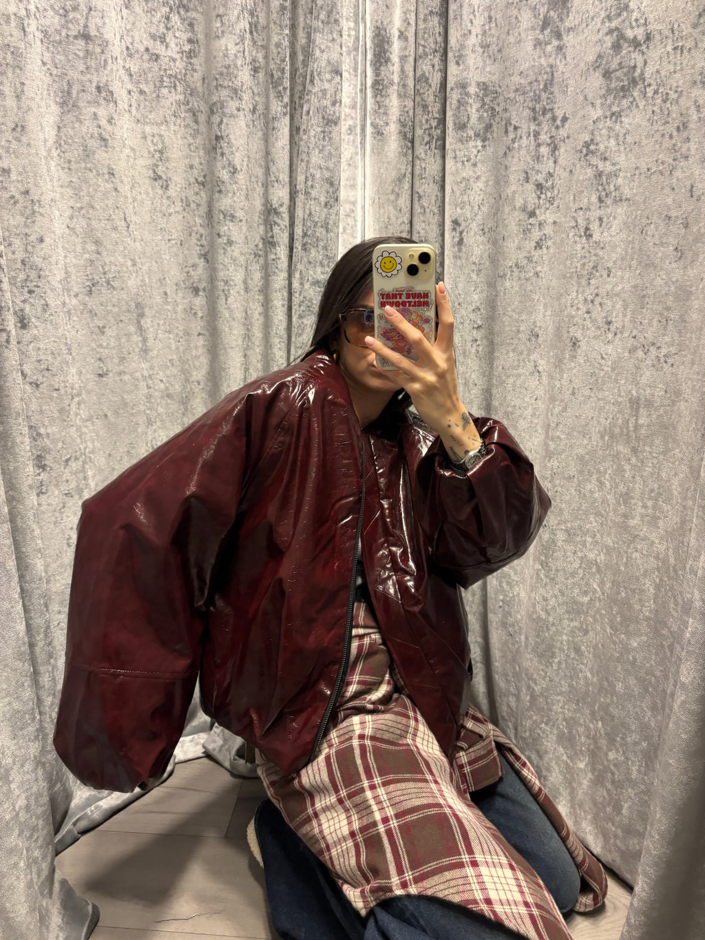 Bomber in vinile reversibile