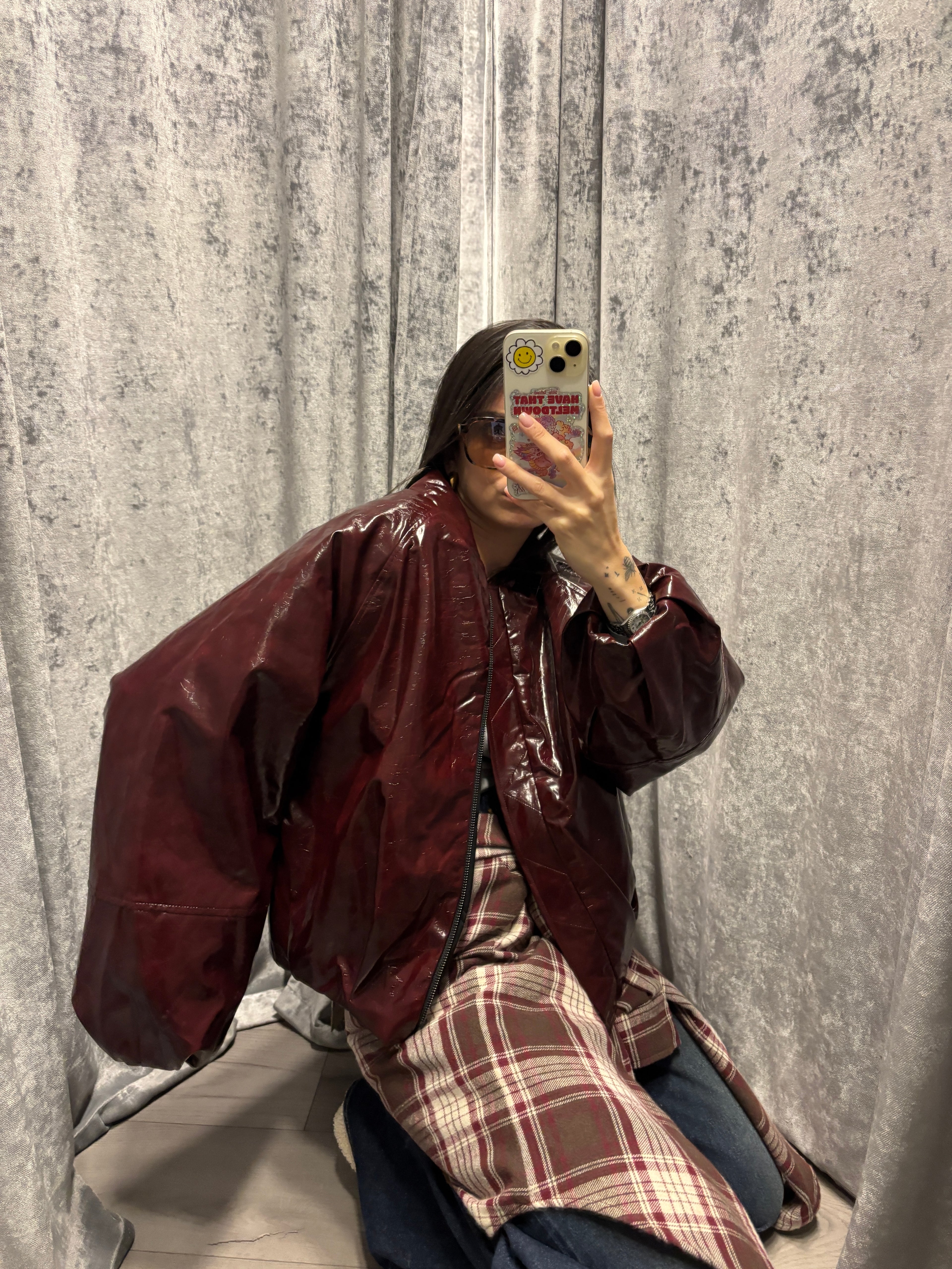 Bomber in vinile reversibile