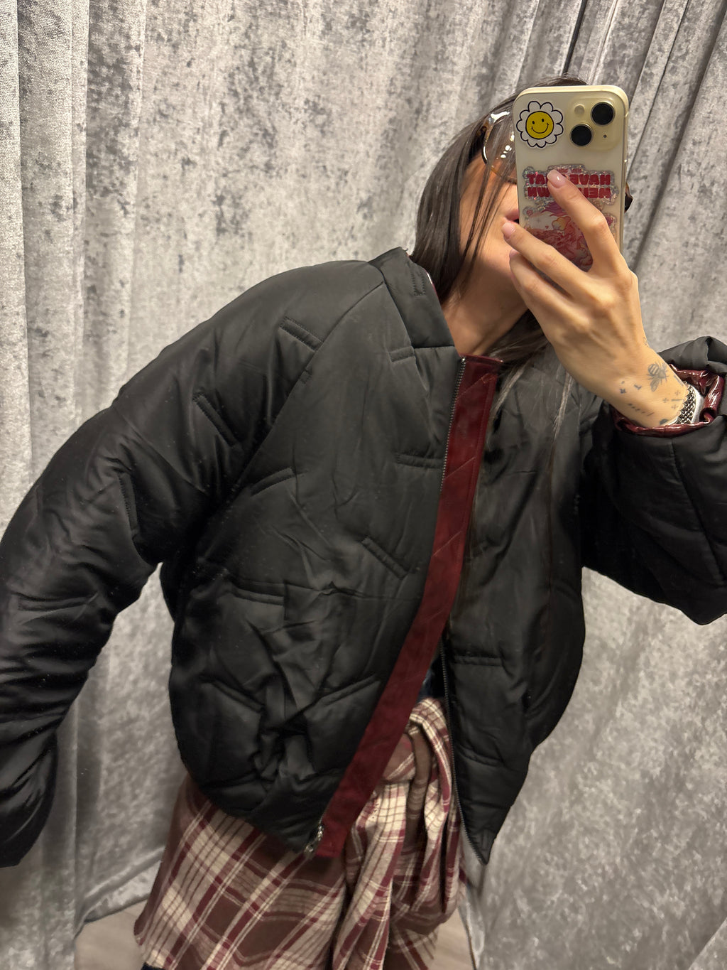 Bomber in vinile reversibile