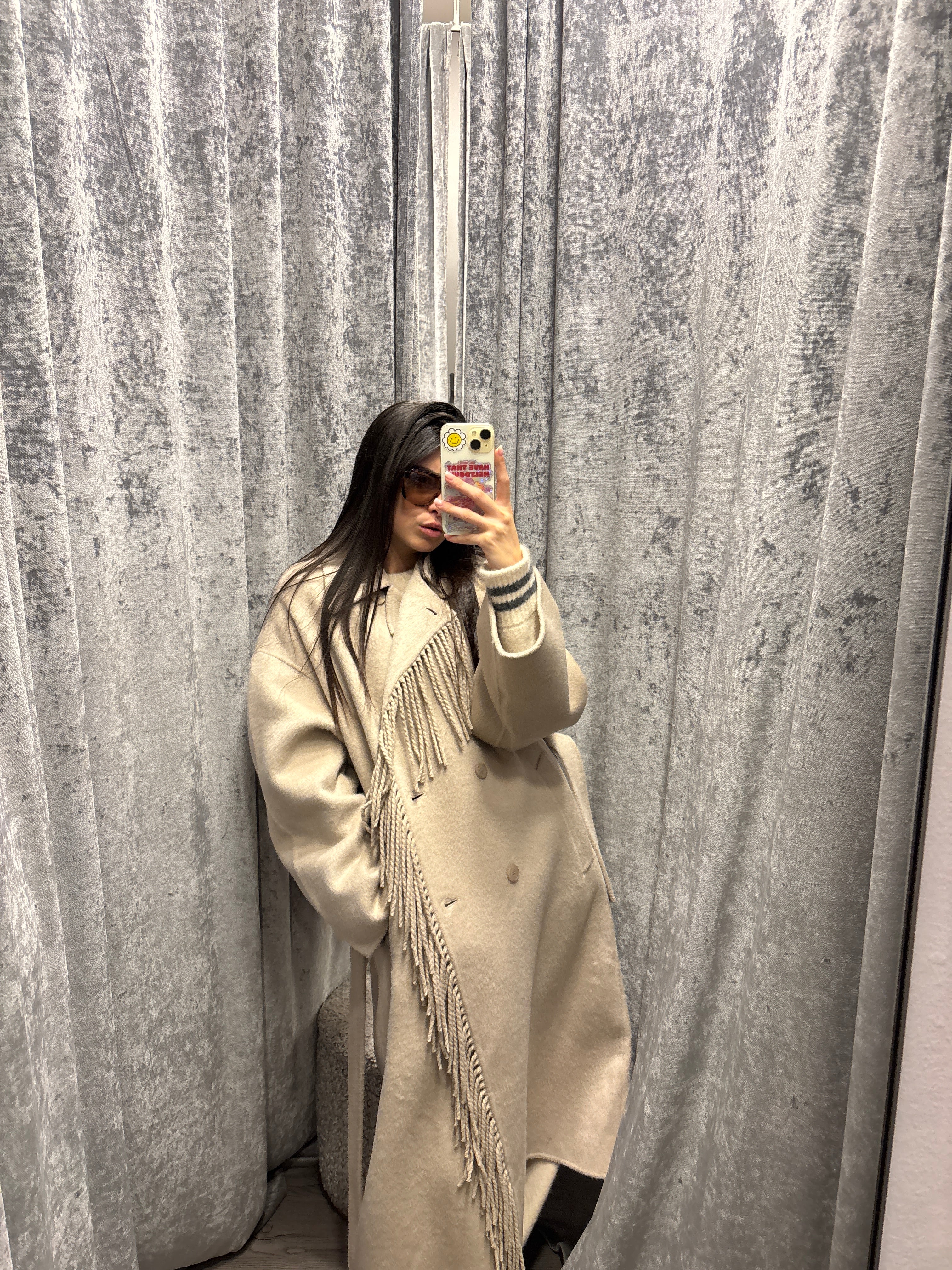 Cappotto frangia doppiopetto