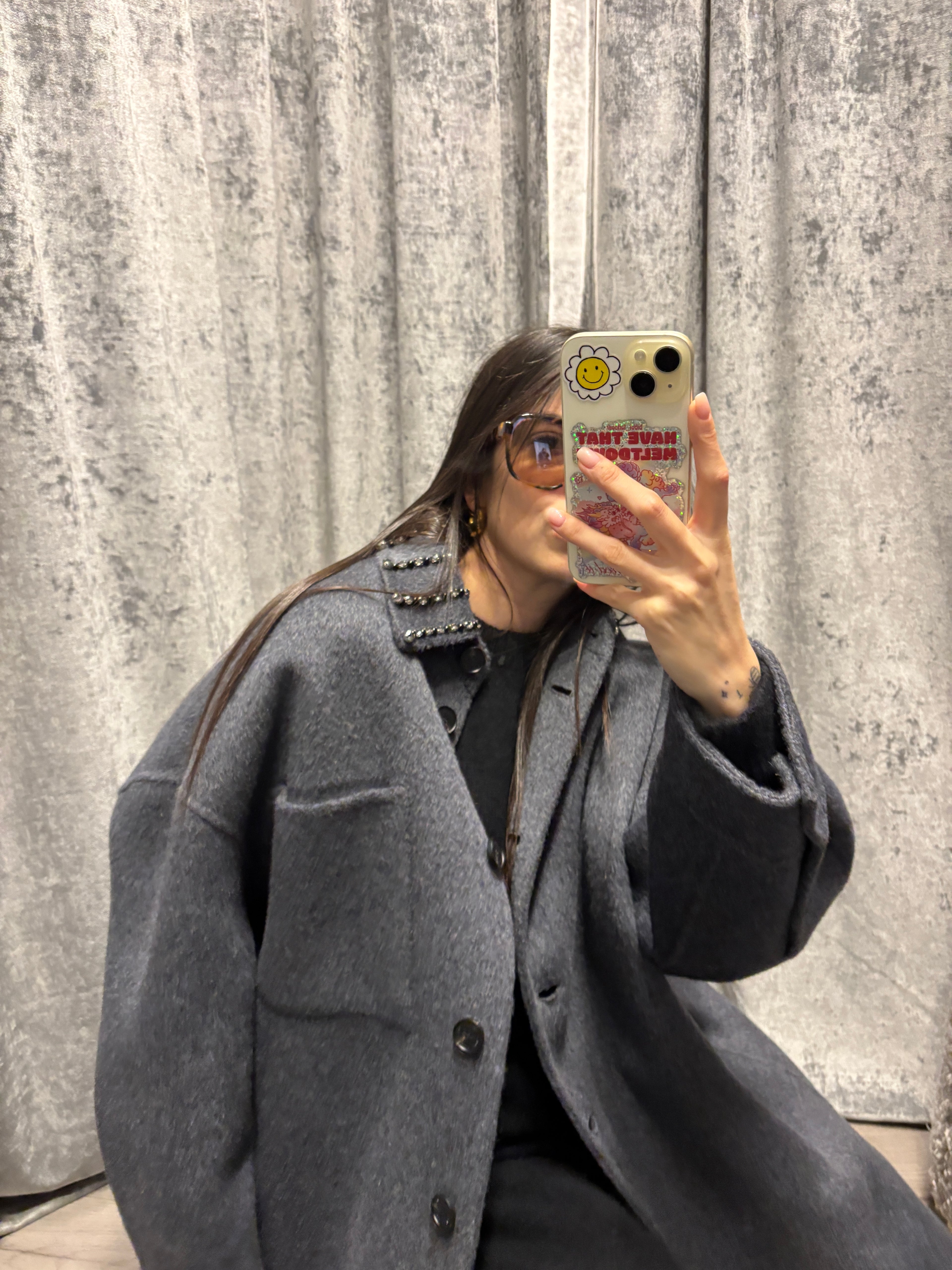 Overshirt in panno con inserto