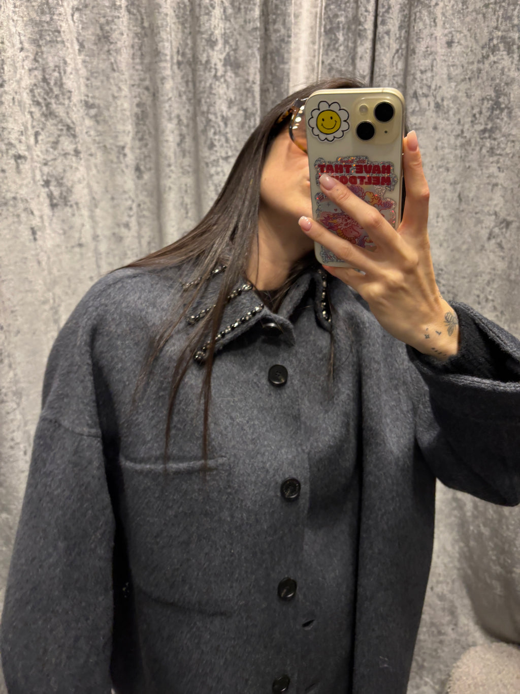 Overshirt in panno con inserto