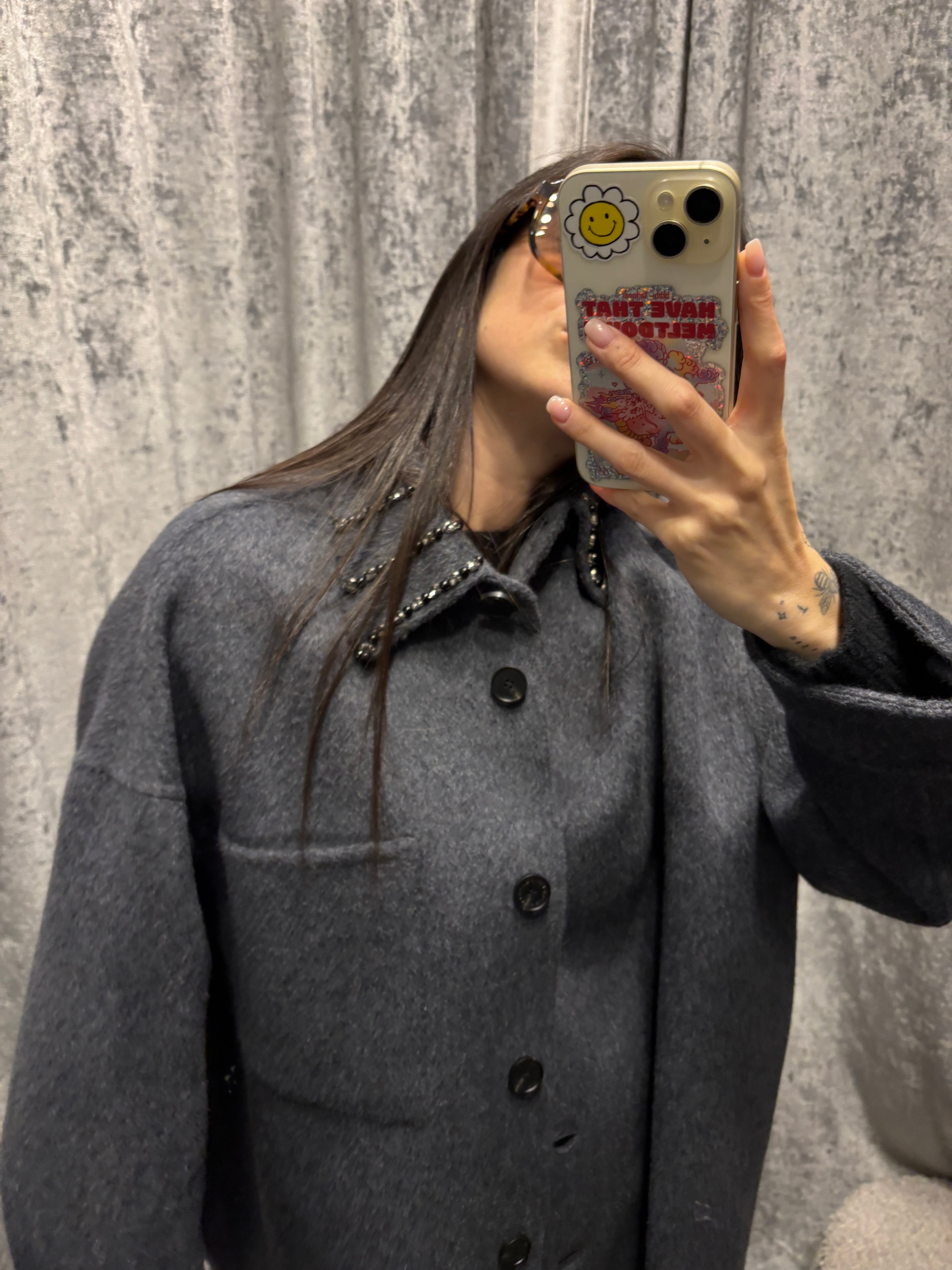 Overshirt in panno con inserto