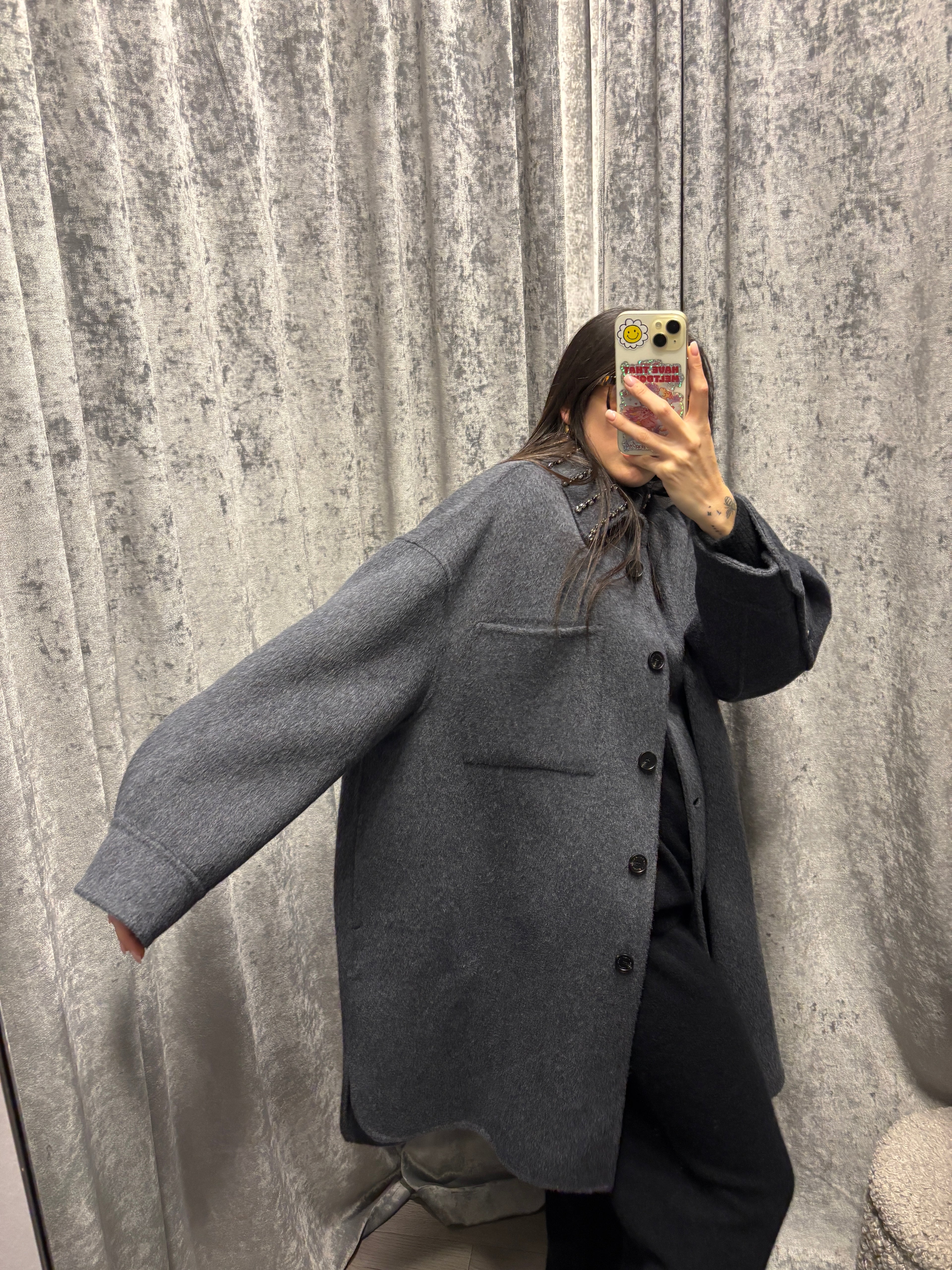 Overshirt in panno con inserto