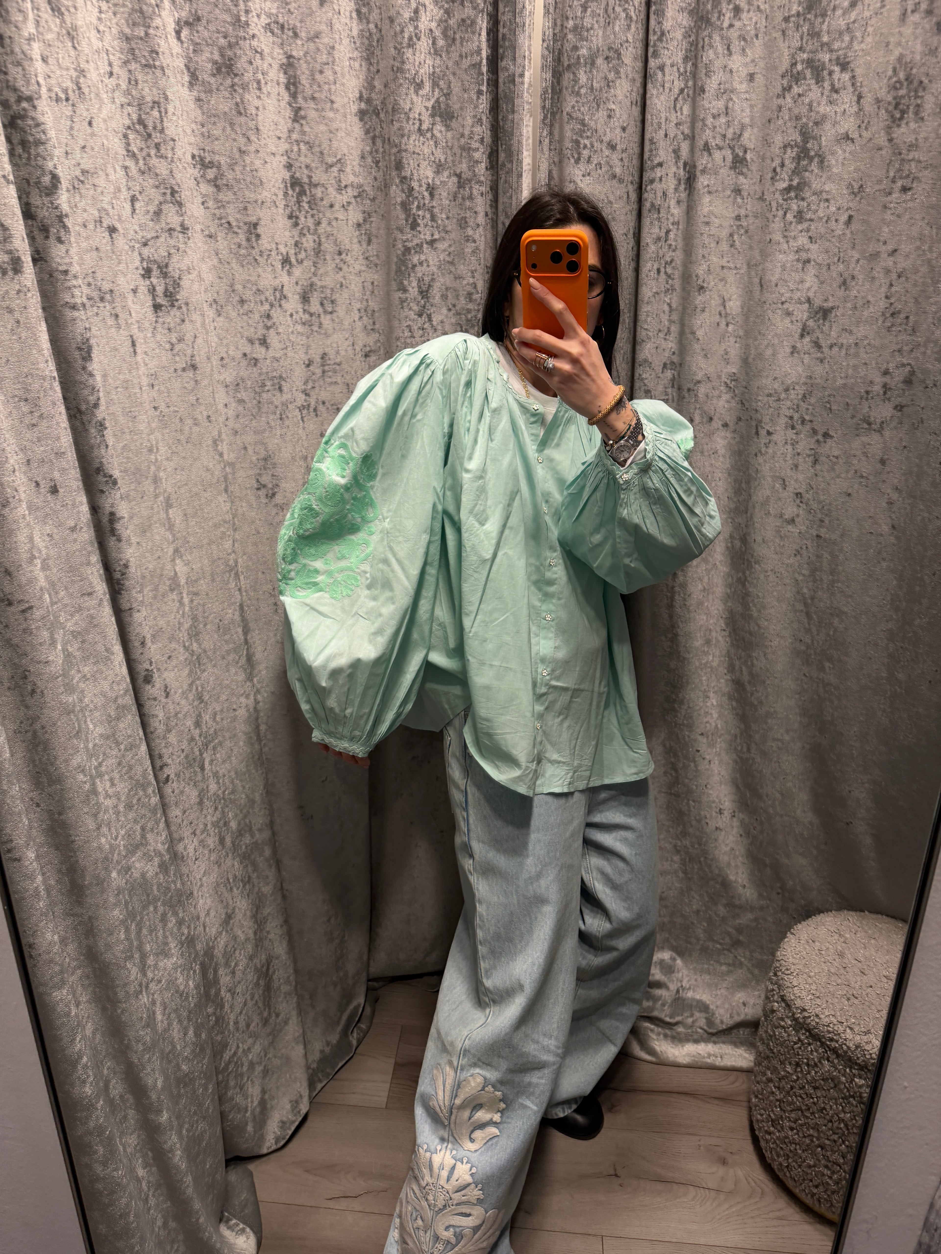 Camicia cotone con ricami