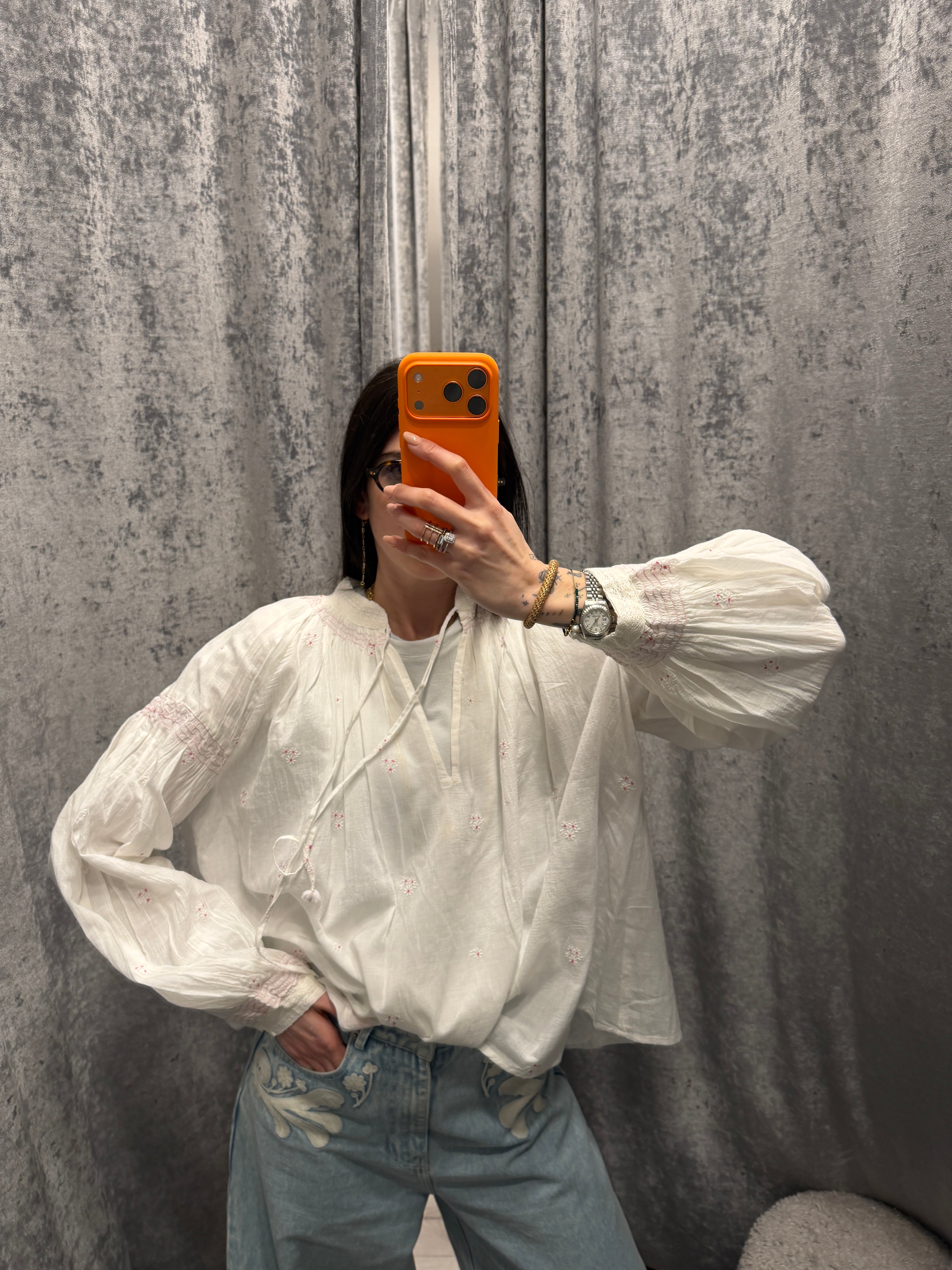 Camicia cotone con ricami