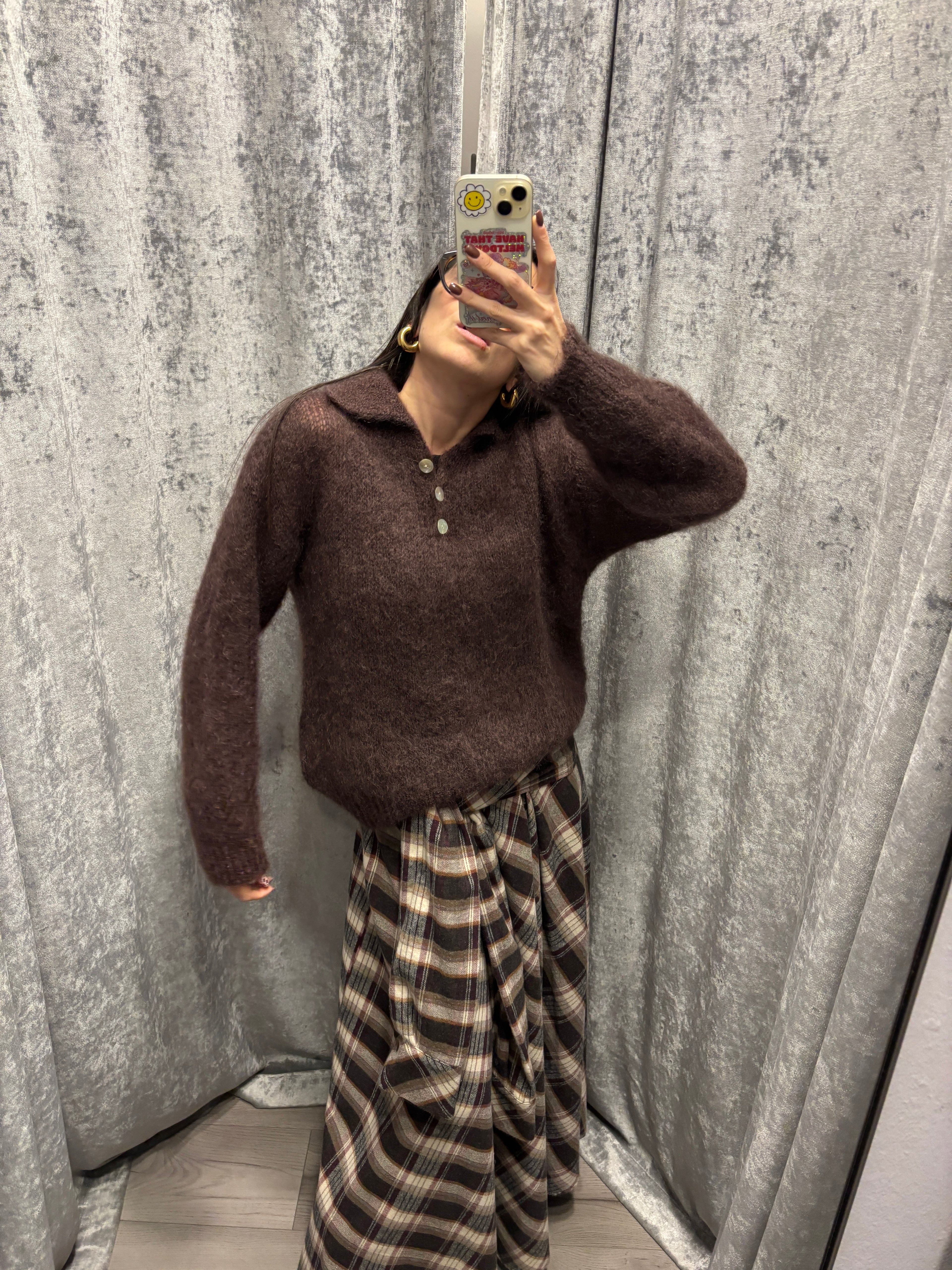 Baby polo in mohair con bottoni