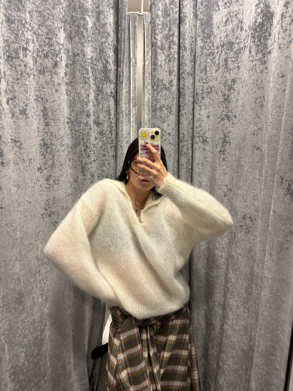 Polo scollo V in mohair