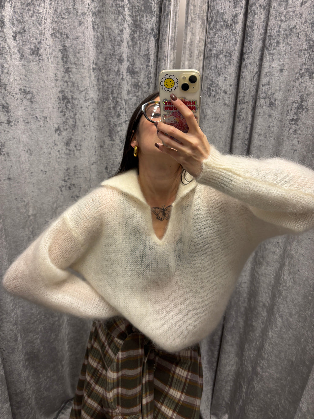 Polo scollo V in mohair