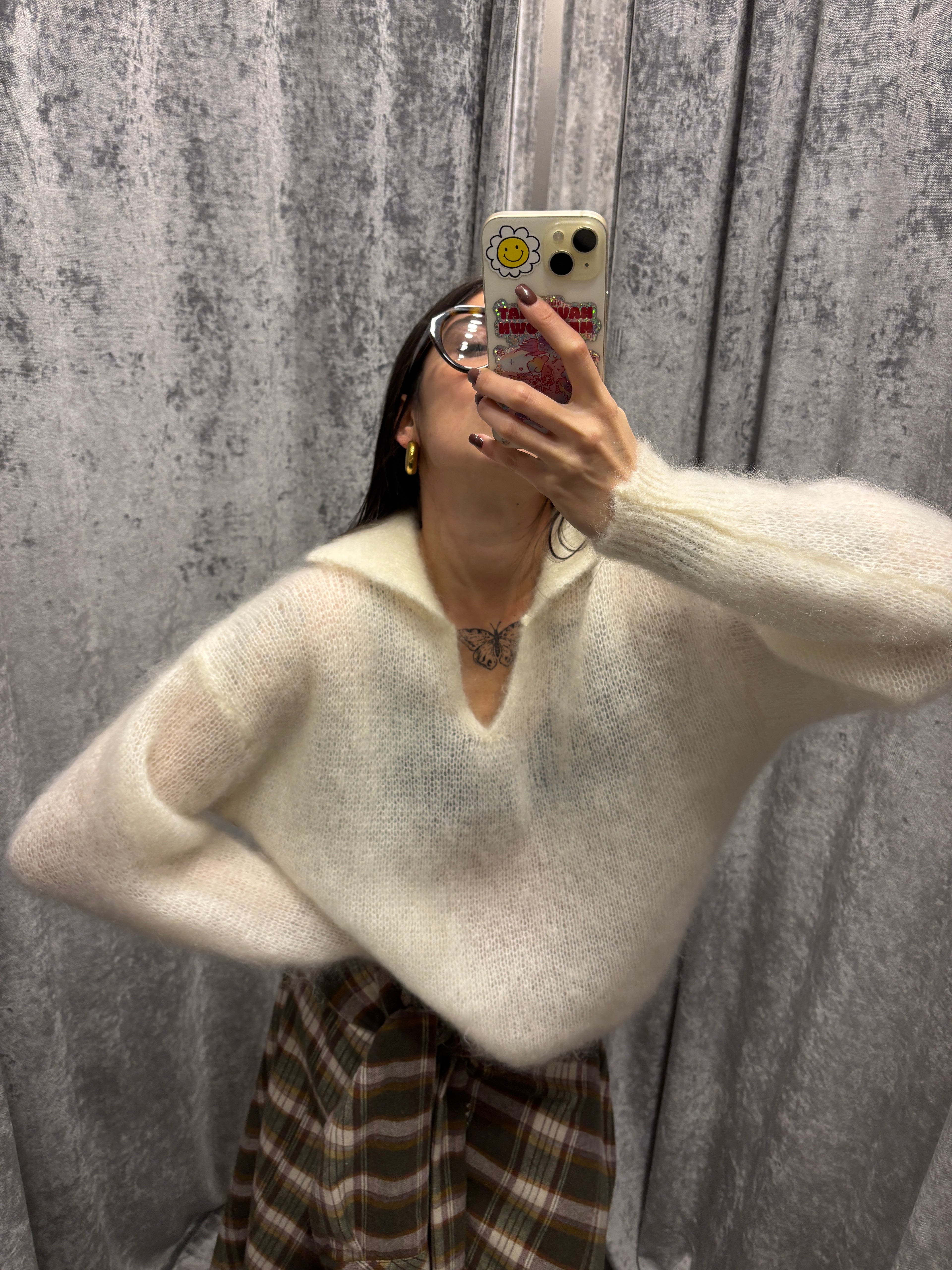 Polo scollo V in mohair