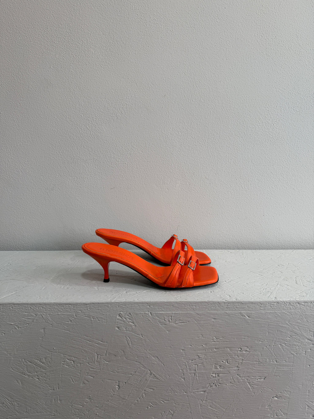 Mules sandalo in nappa arancione