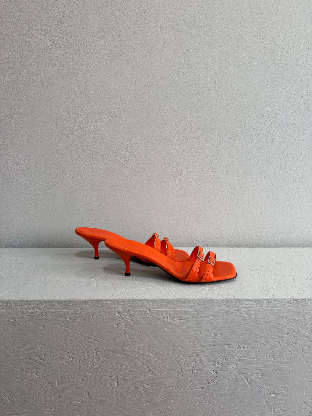 Mules sandalo in nappa arancione