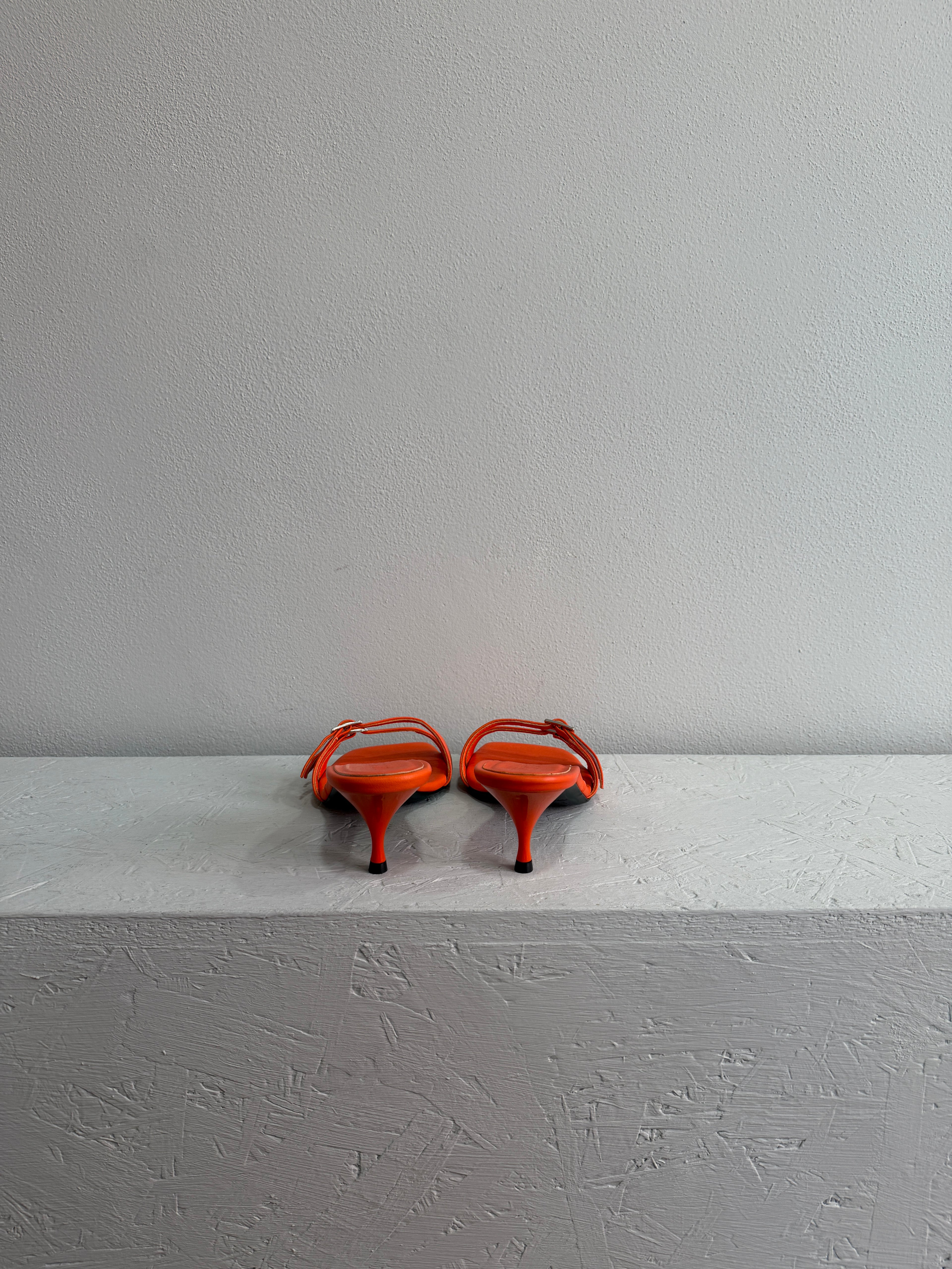 Mules sandalo in nappa arancione