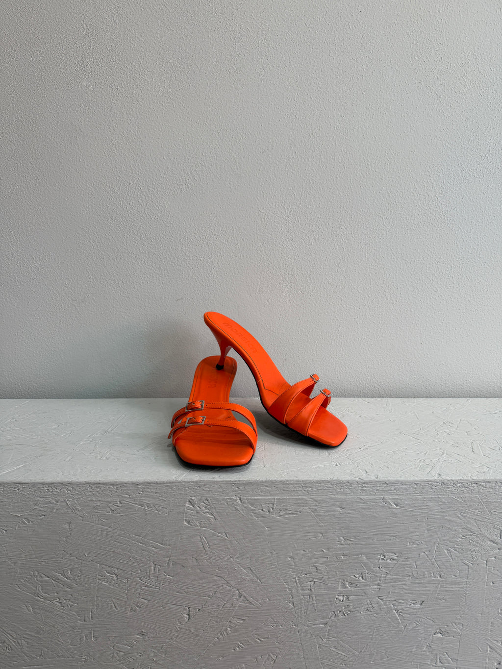 Mules sandalo in nappa arancione