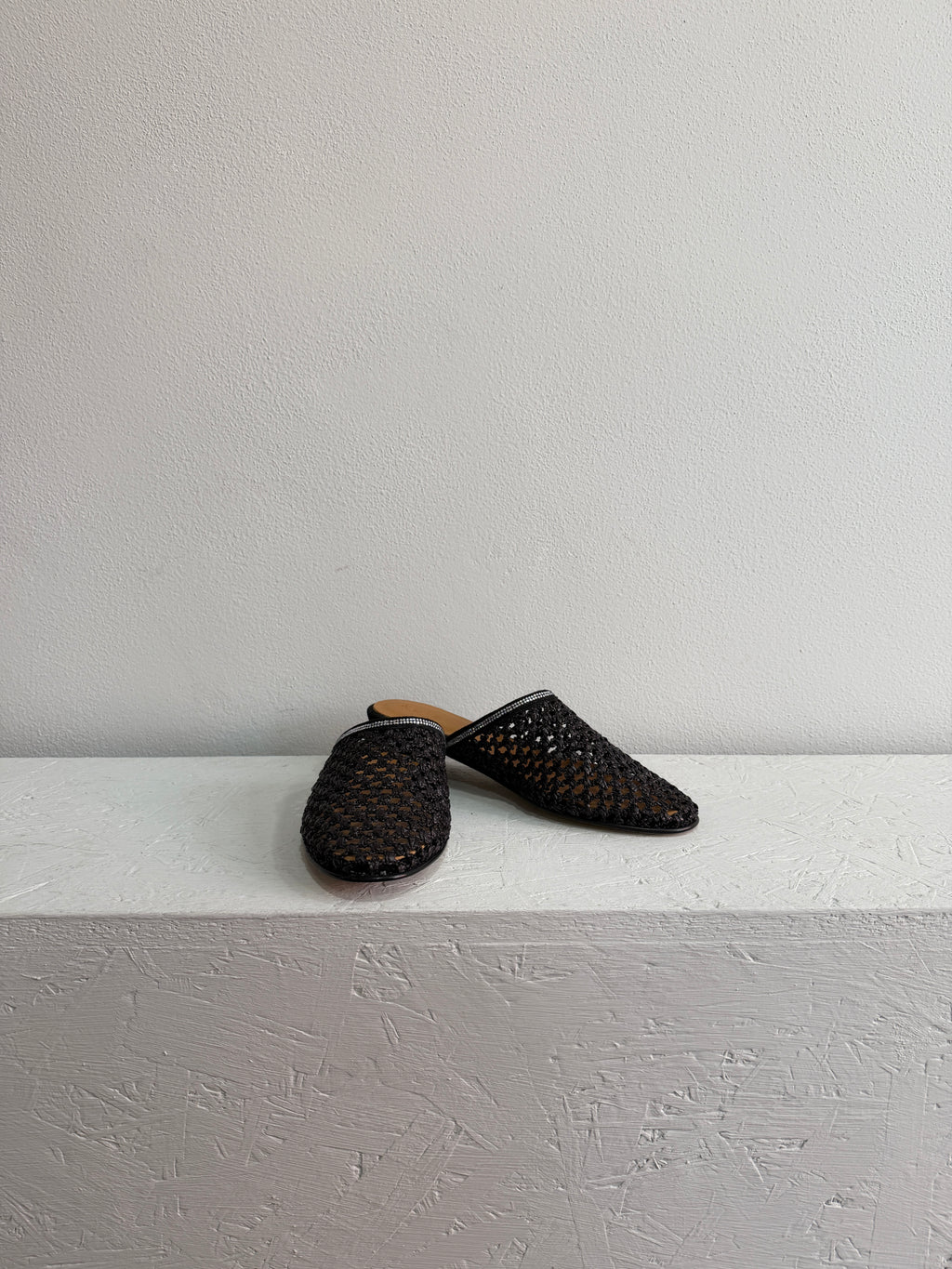 Ciabatta flat in rafia con strass