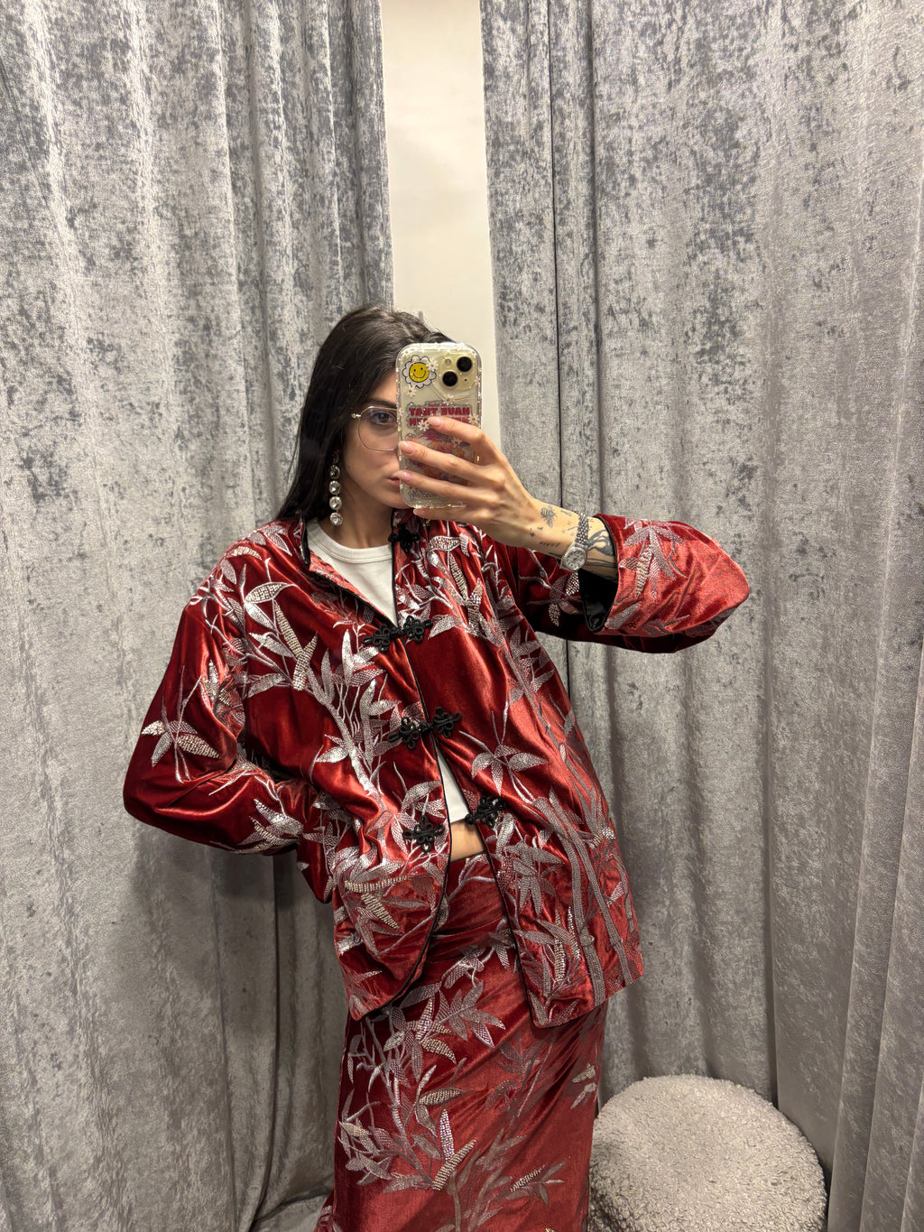 CAMICIA VELLUTO RICAMATA