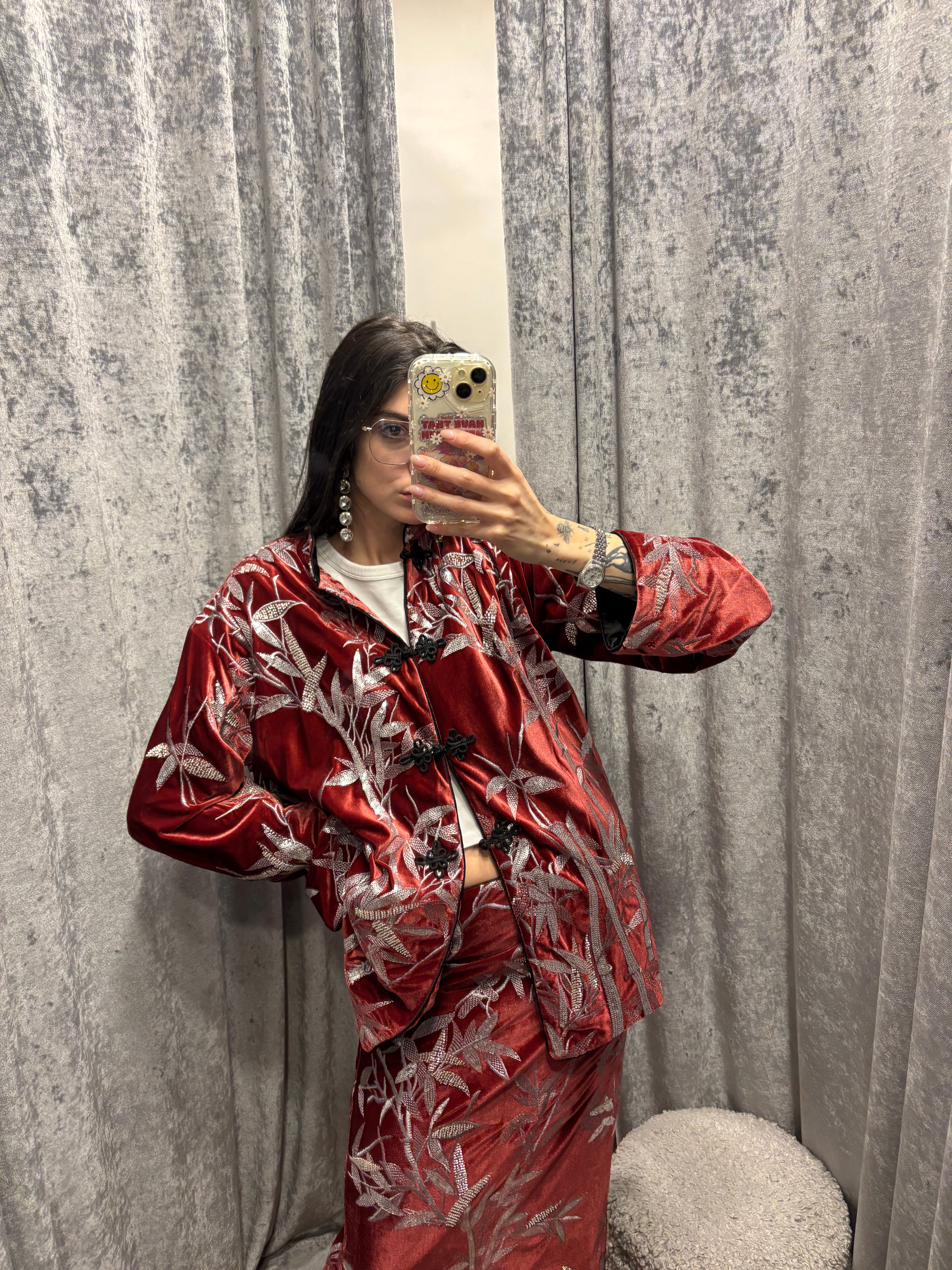 CAMICIA VELLUTO RICAMATA