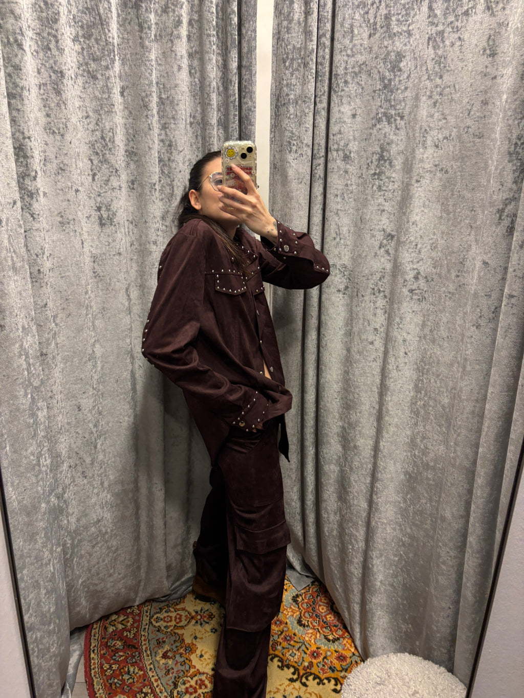 CAMICIA IN CAMOSCIO CON BORCHIE