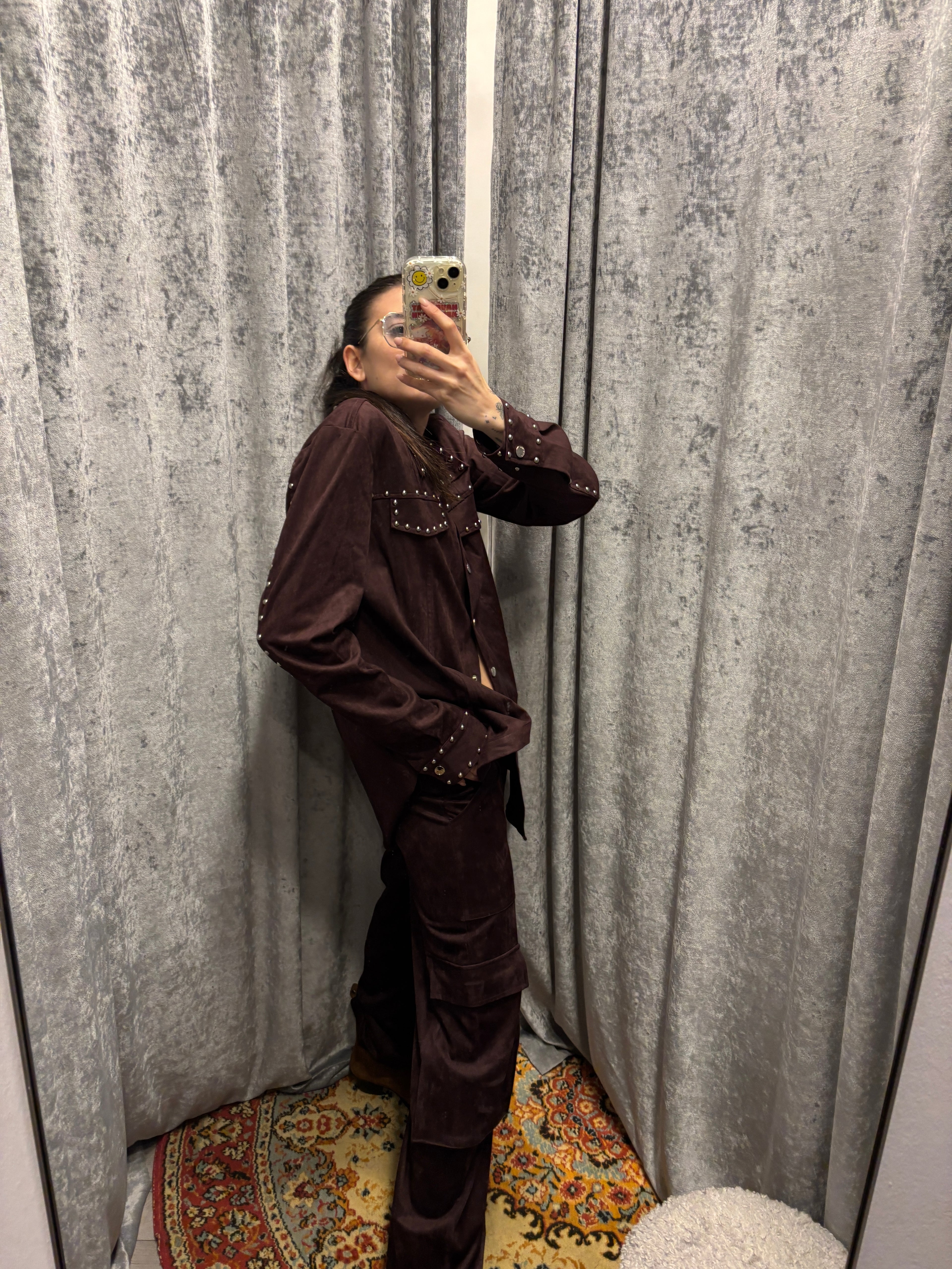 CAMICIA IN CAMOSCIO CON BORCHIE