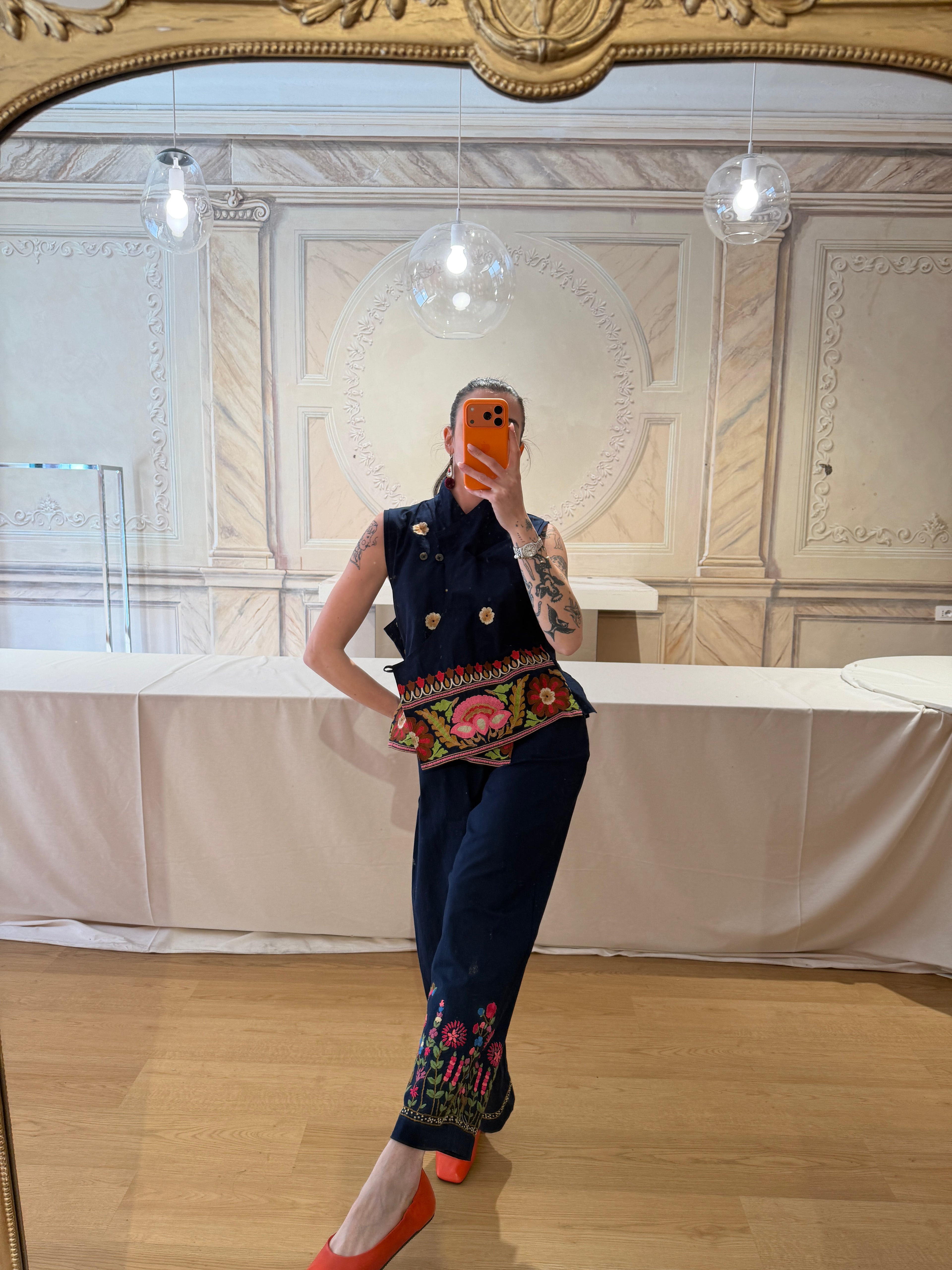 PANTALONE IN COTONE RICAMATO