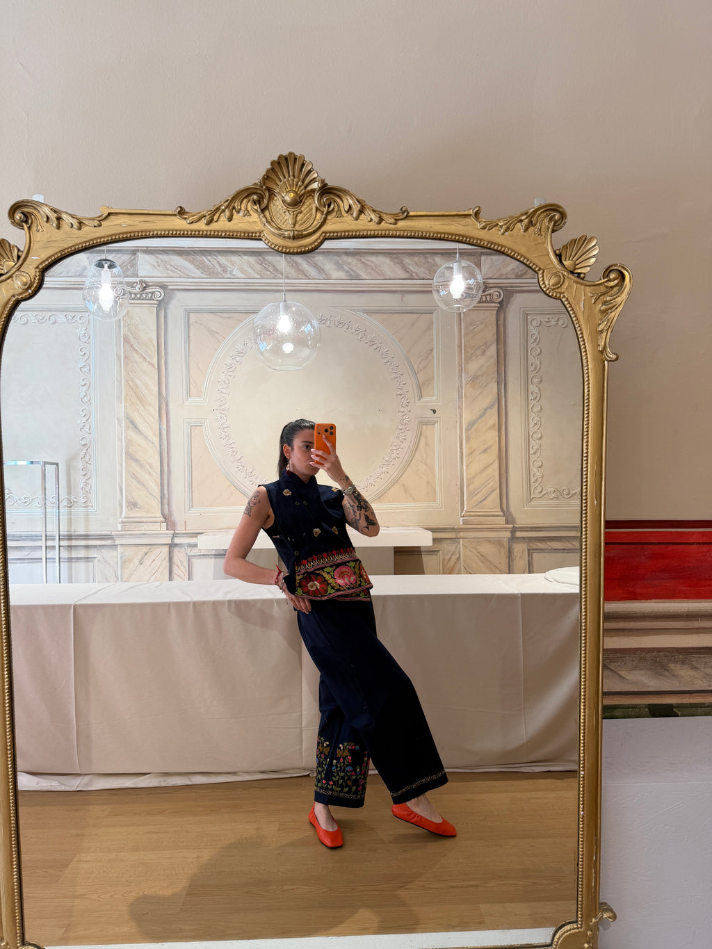 PANTALONE IN COTONE RICAMATO