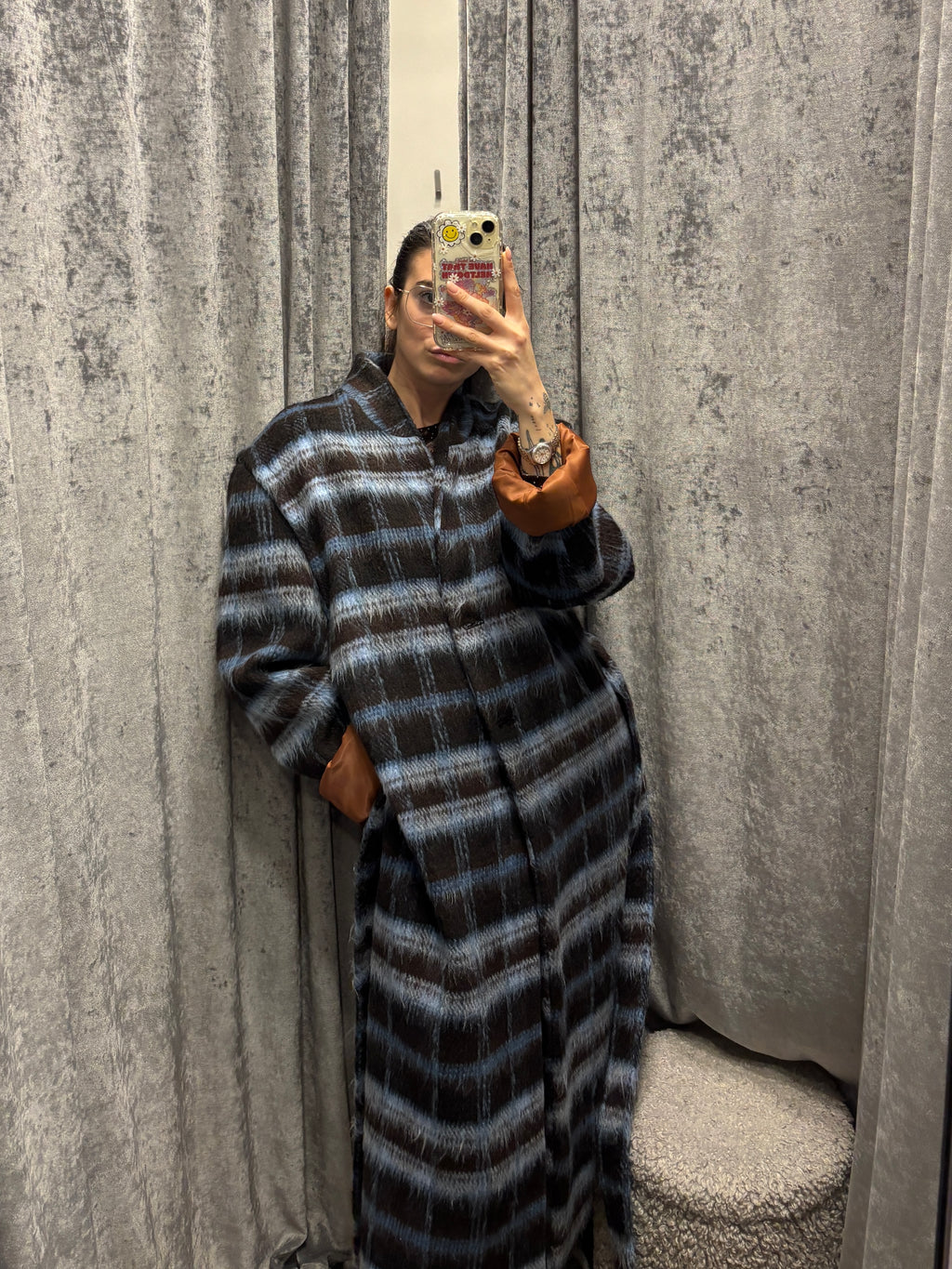 CAPPOTTO LUNGO IN PANNO CHECK  