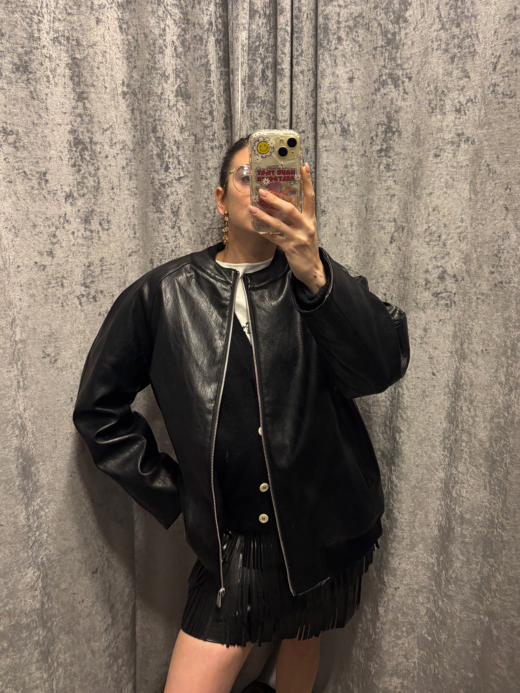 BOMBER IN PELLE OVER CON SPALLA SCESA