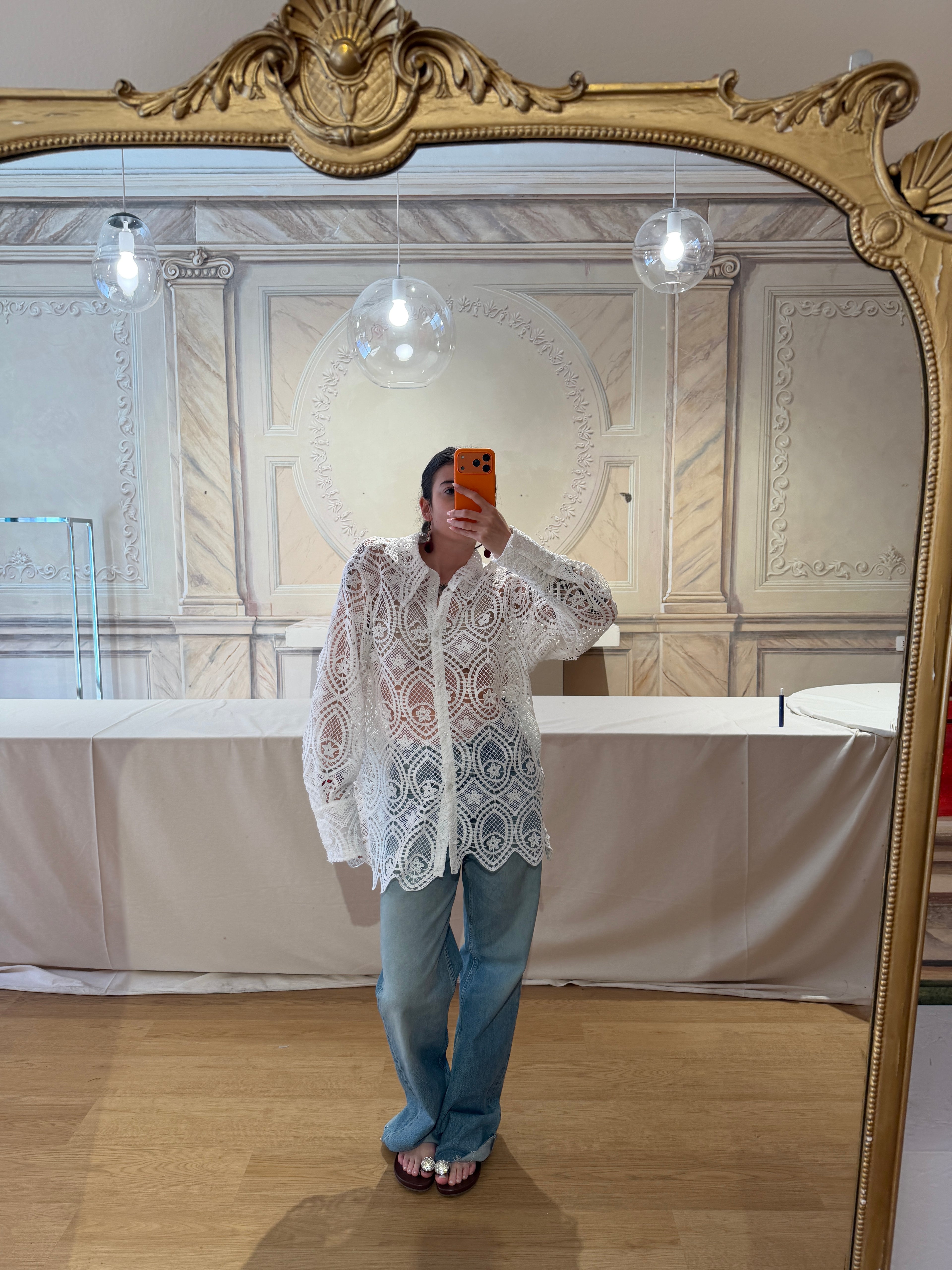 Camicia in pizzo macrame'