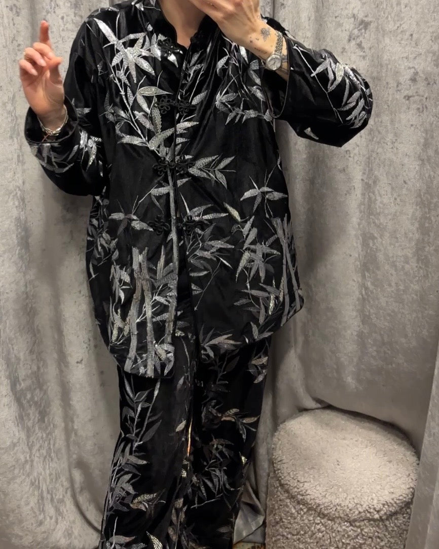 PANTALONE PIGIAMA IN VELLUTO RICAMATO