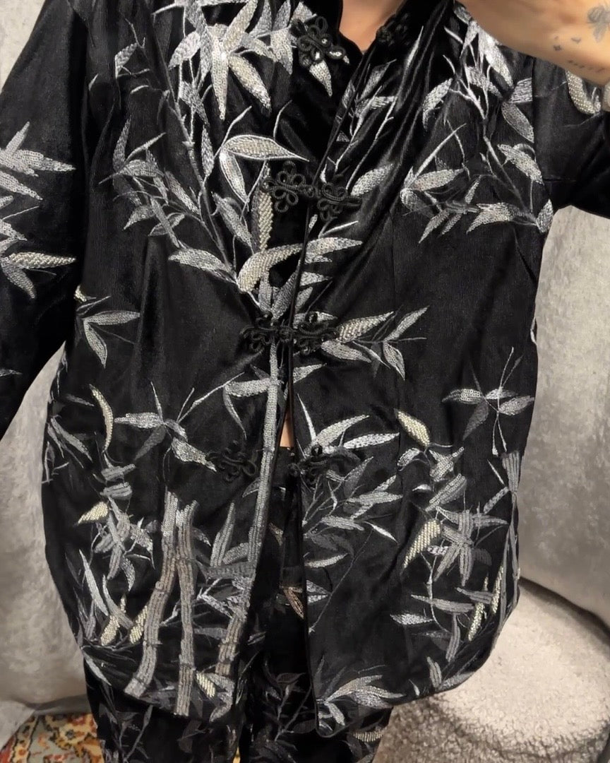 CAMICIA VELLUTO RICAMATA