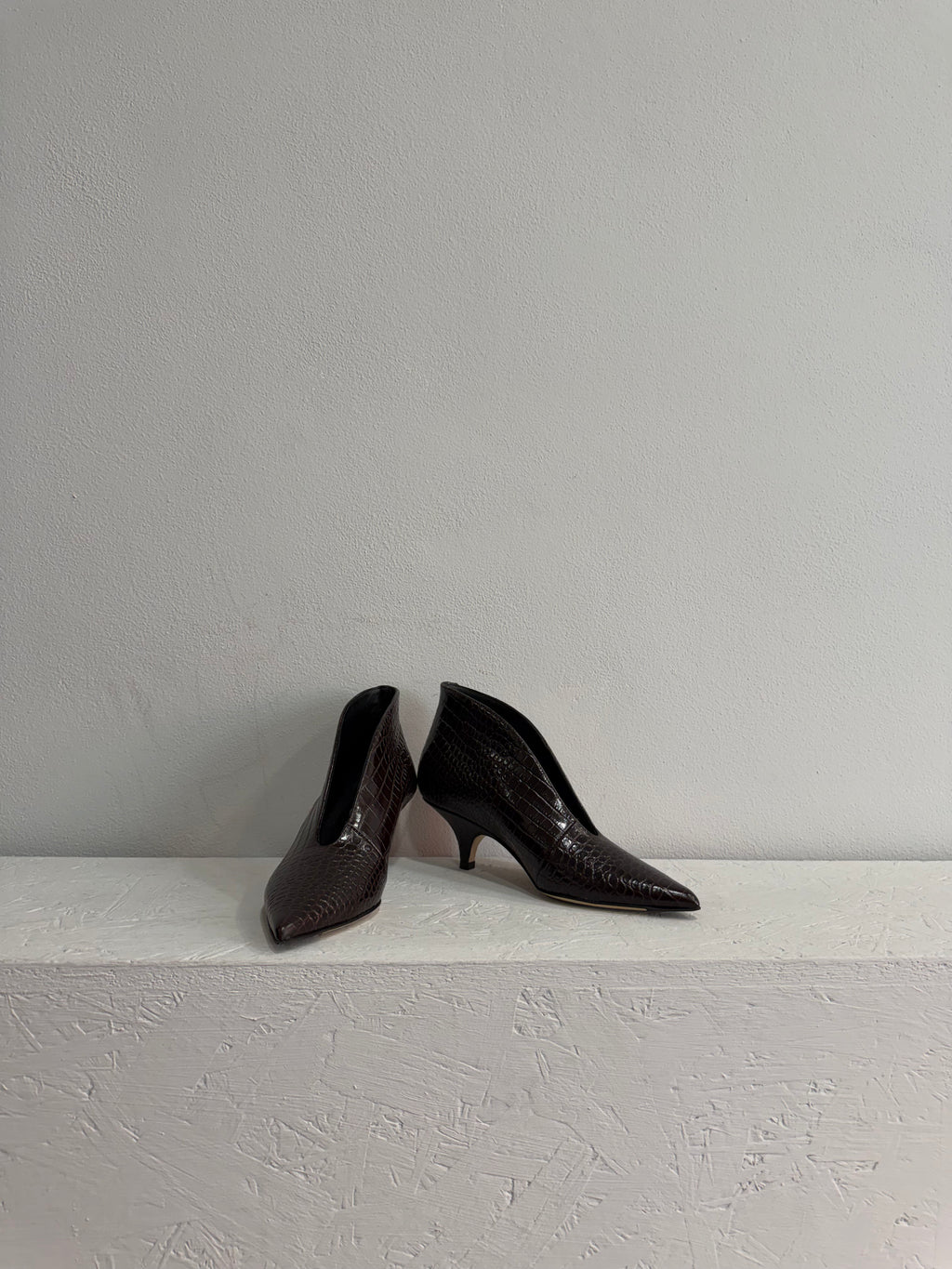 Stivaletto in pelle effetto coccodrillo