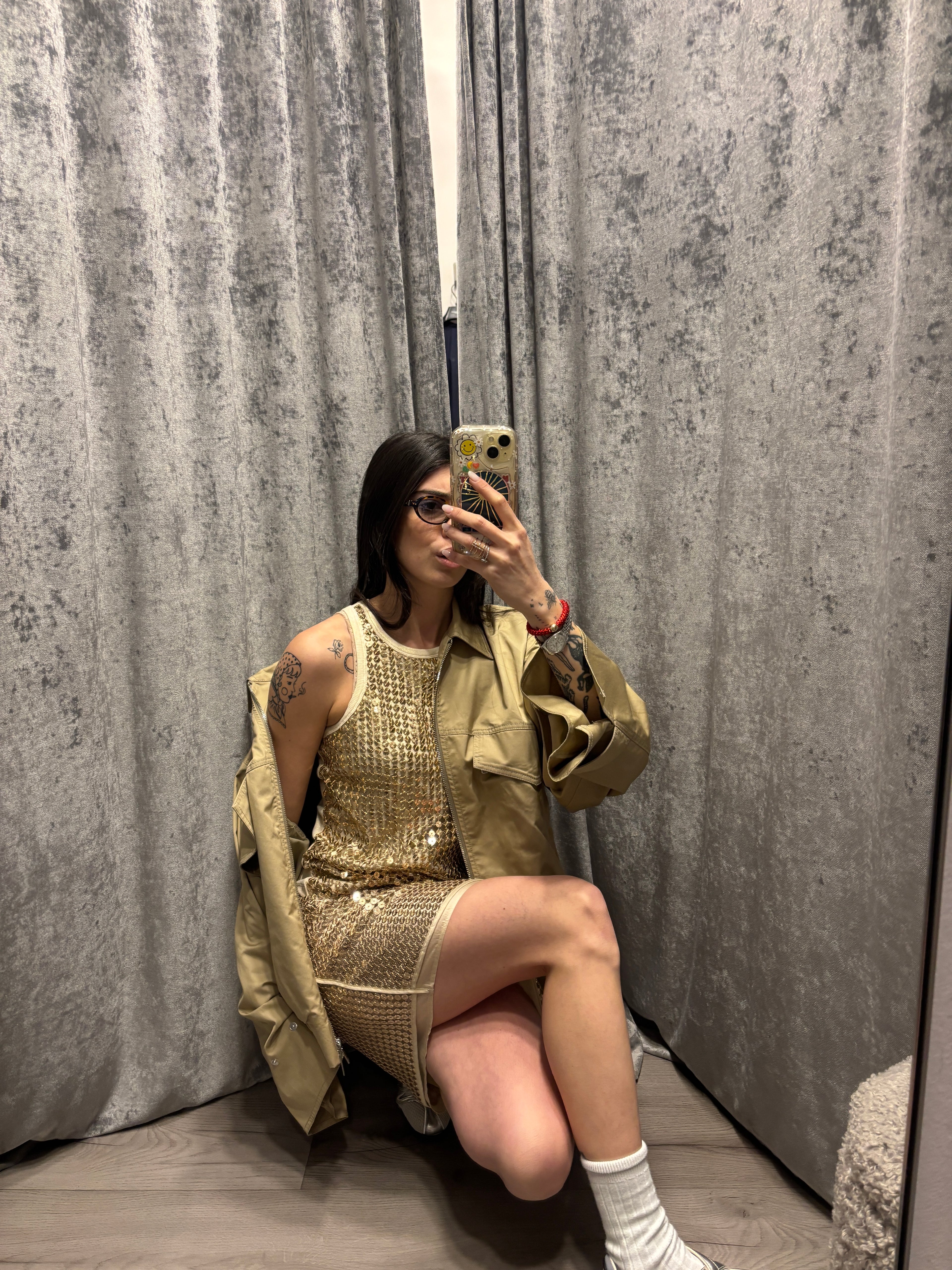 CANOTTA CON PAILLETTES ORO