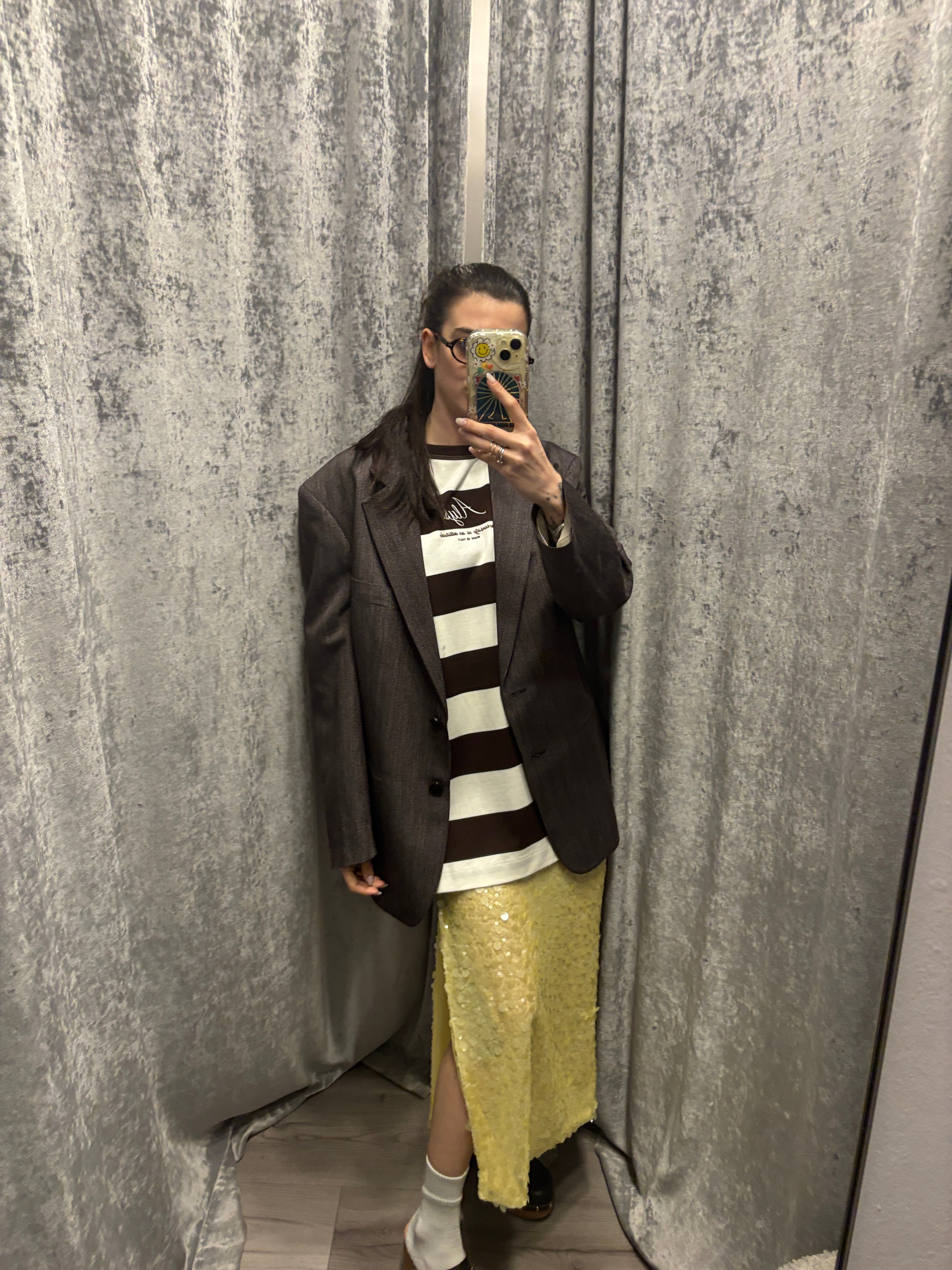 Blazer monopetto misto viscosa e lino