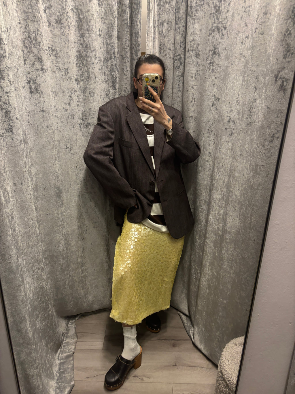 Blazer monopetto misto viscosa e lino