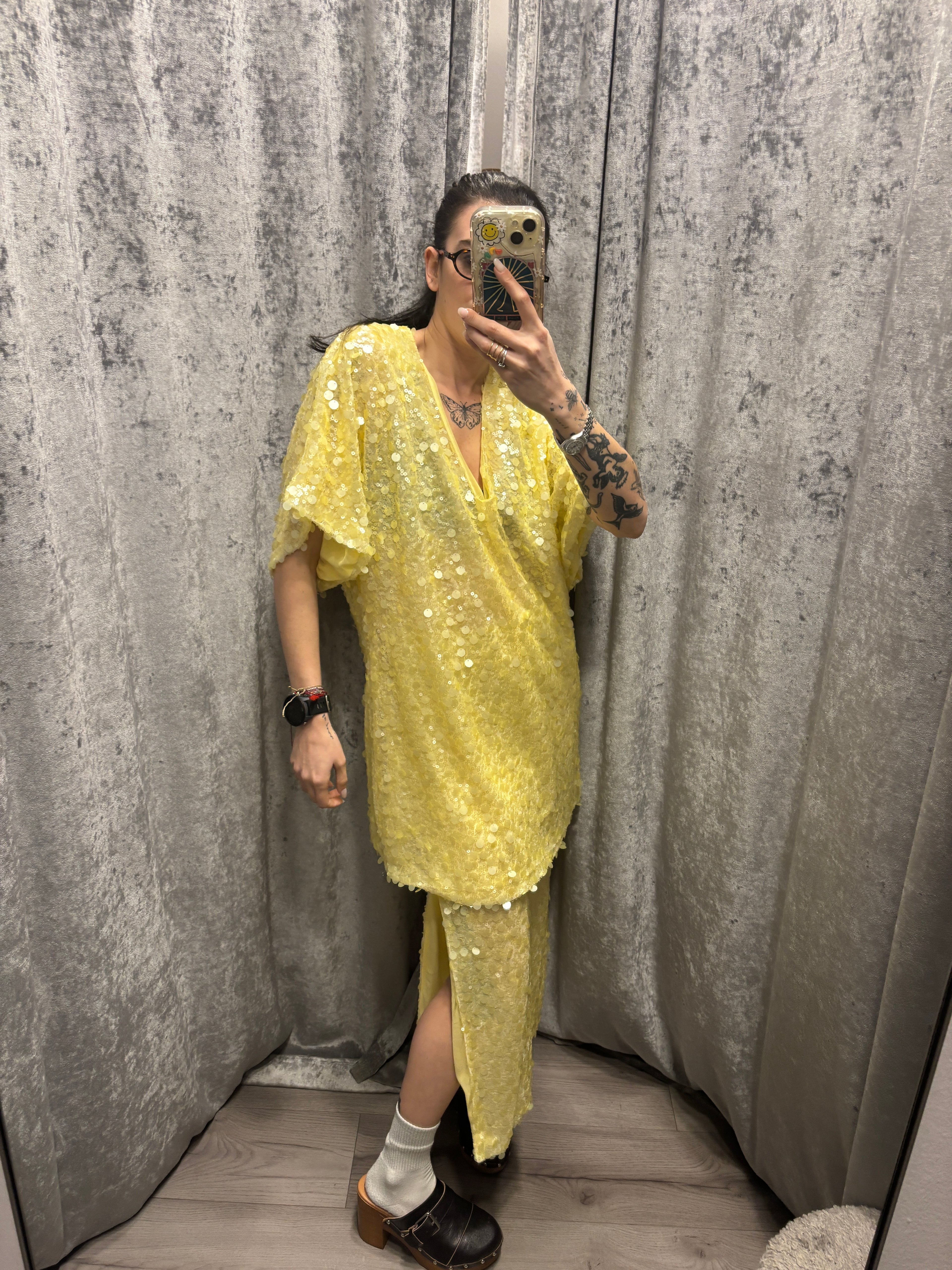 Abito t-shirt in paillettes