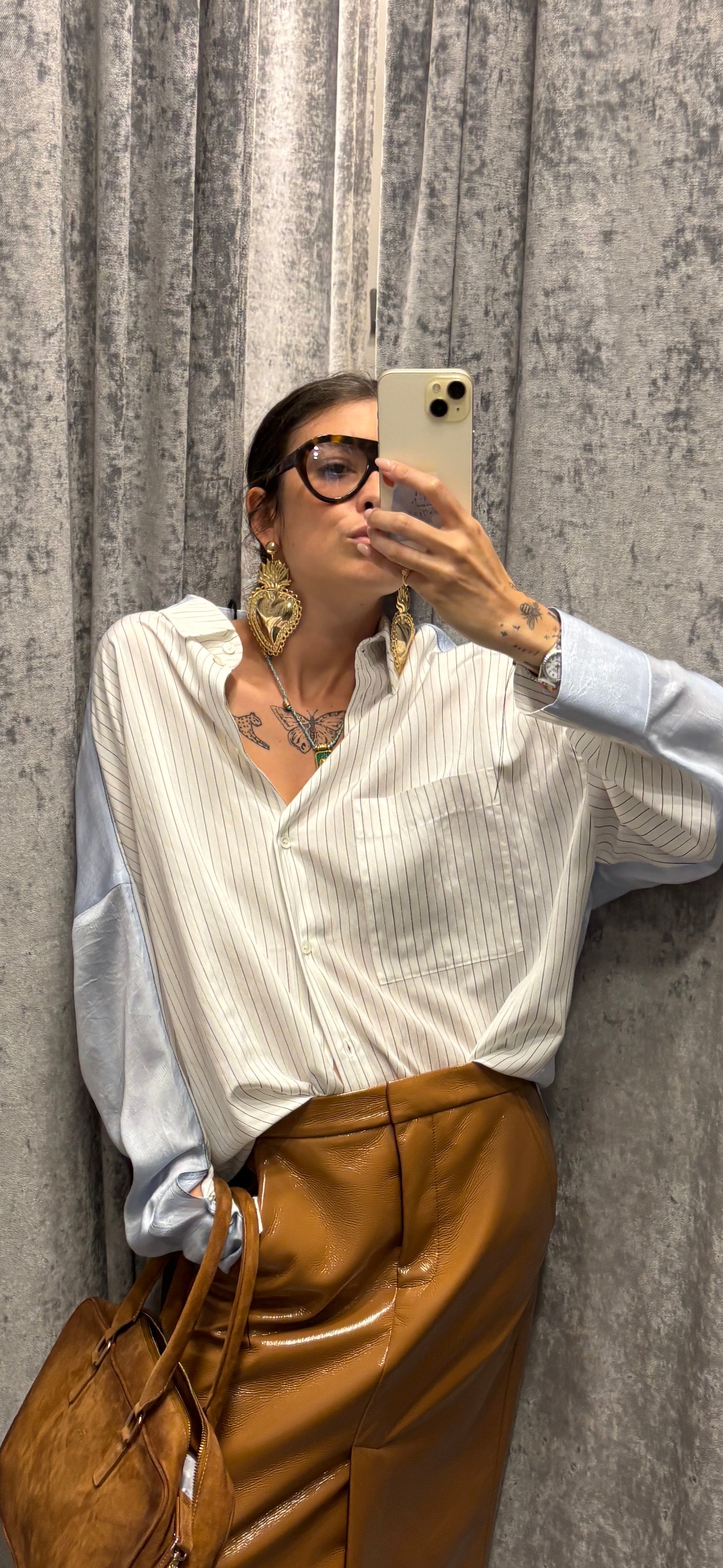 Camicia oversize bimateriale