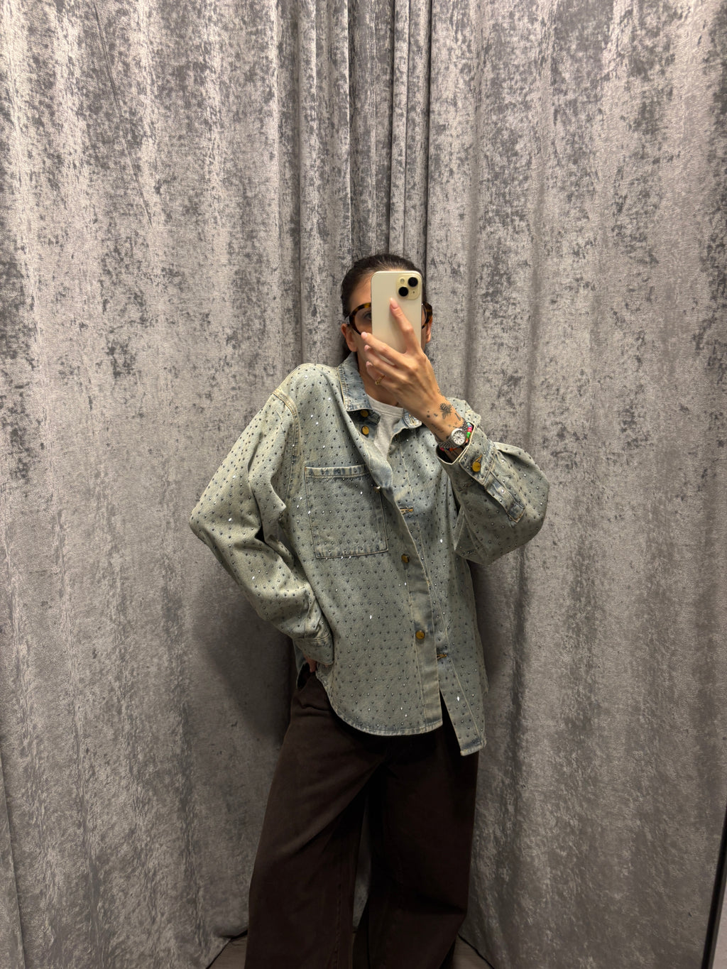 Camicia denim strass