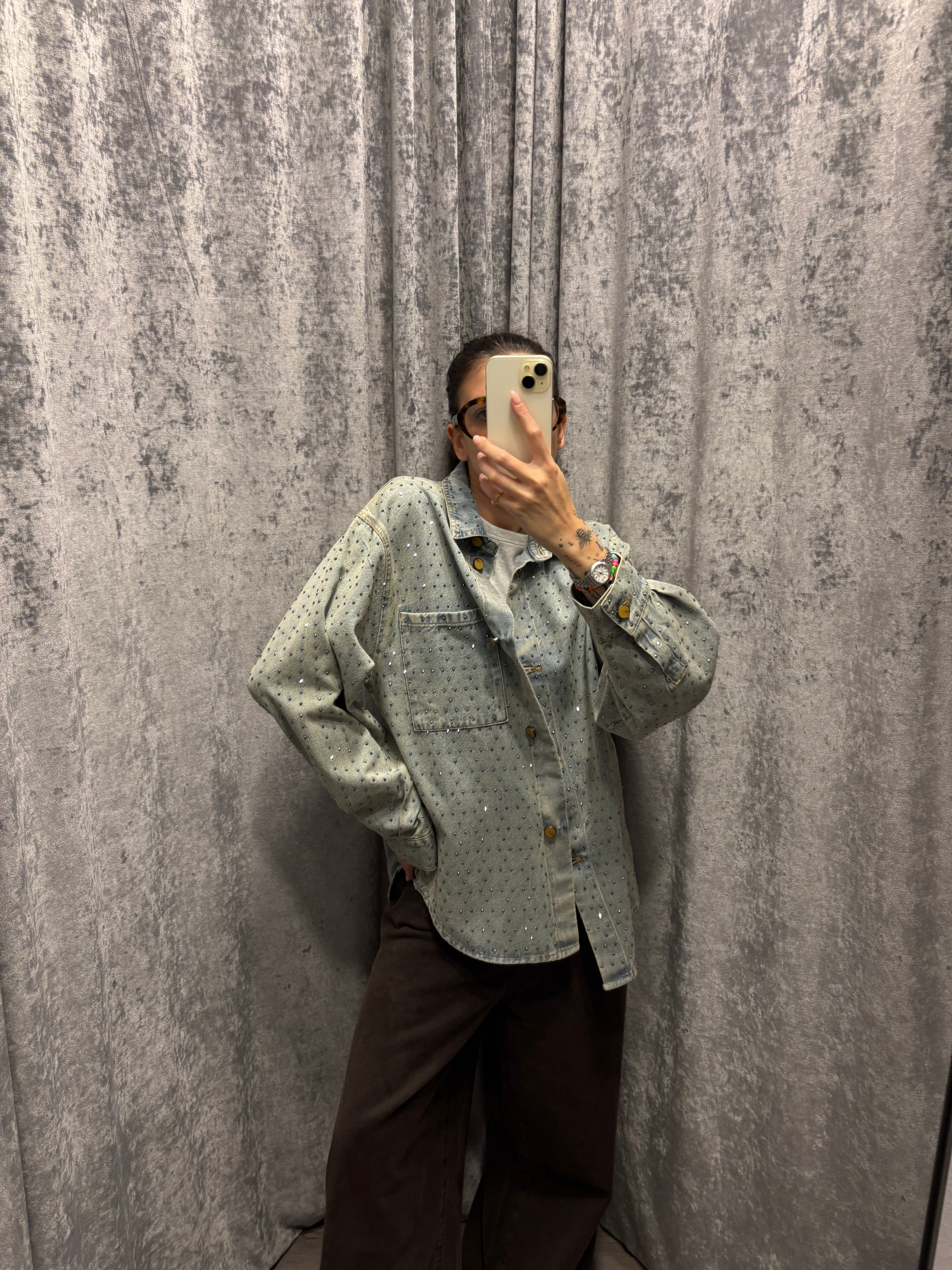 Camicia denim strass