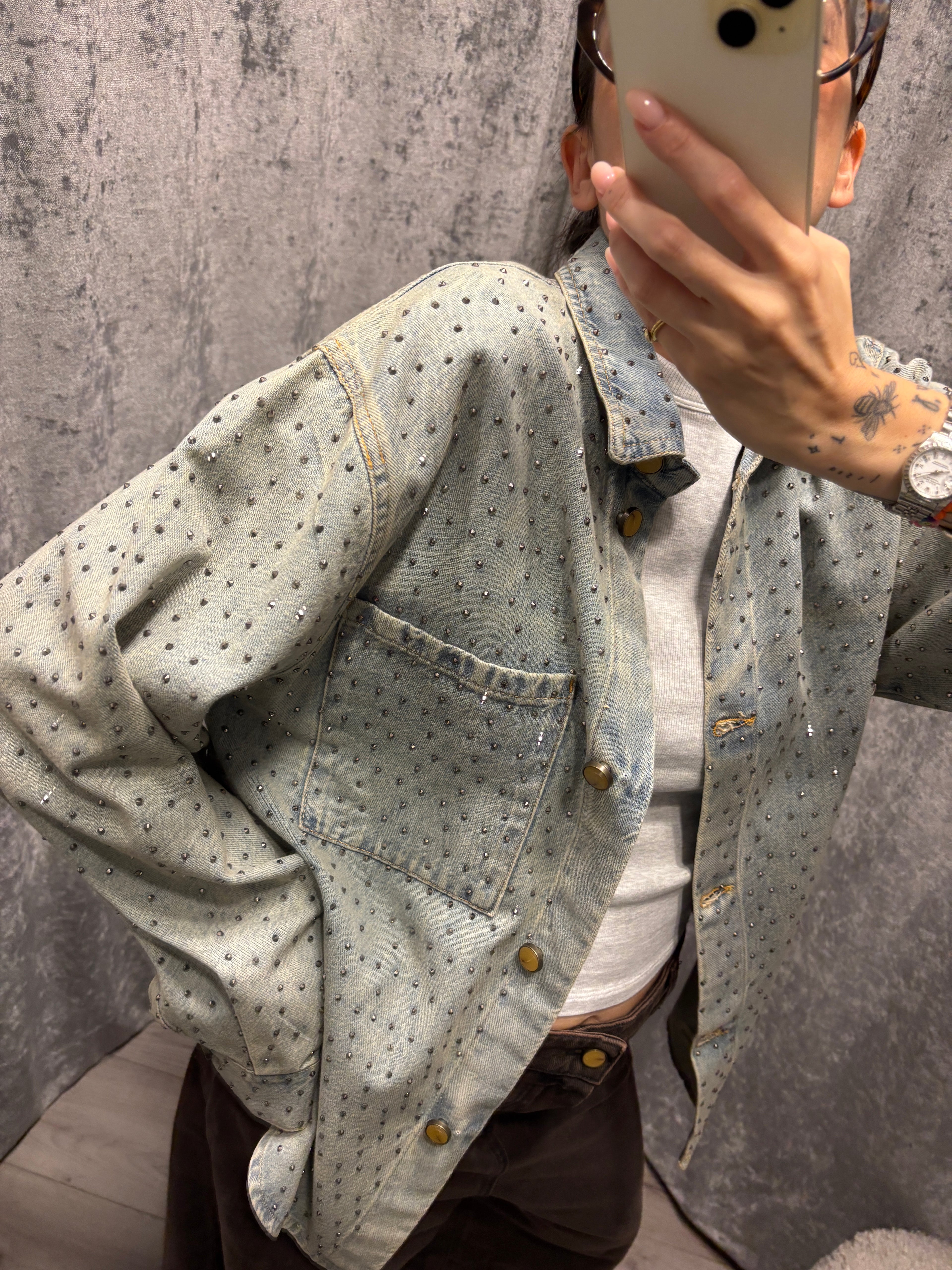 Camicia denim strass