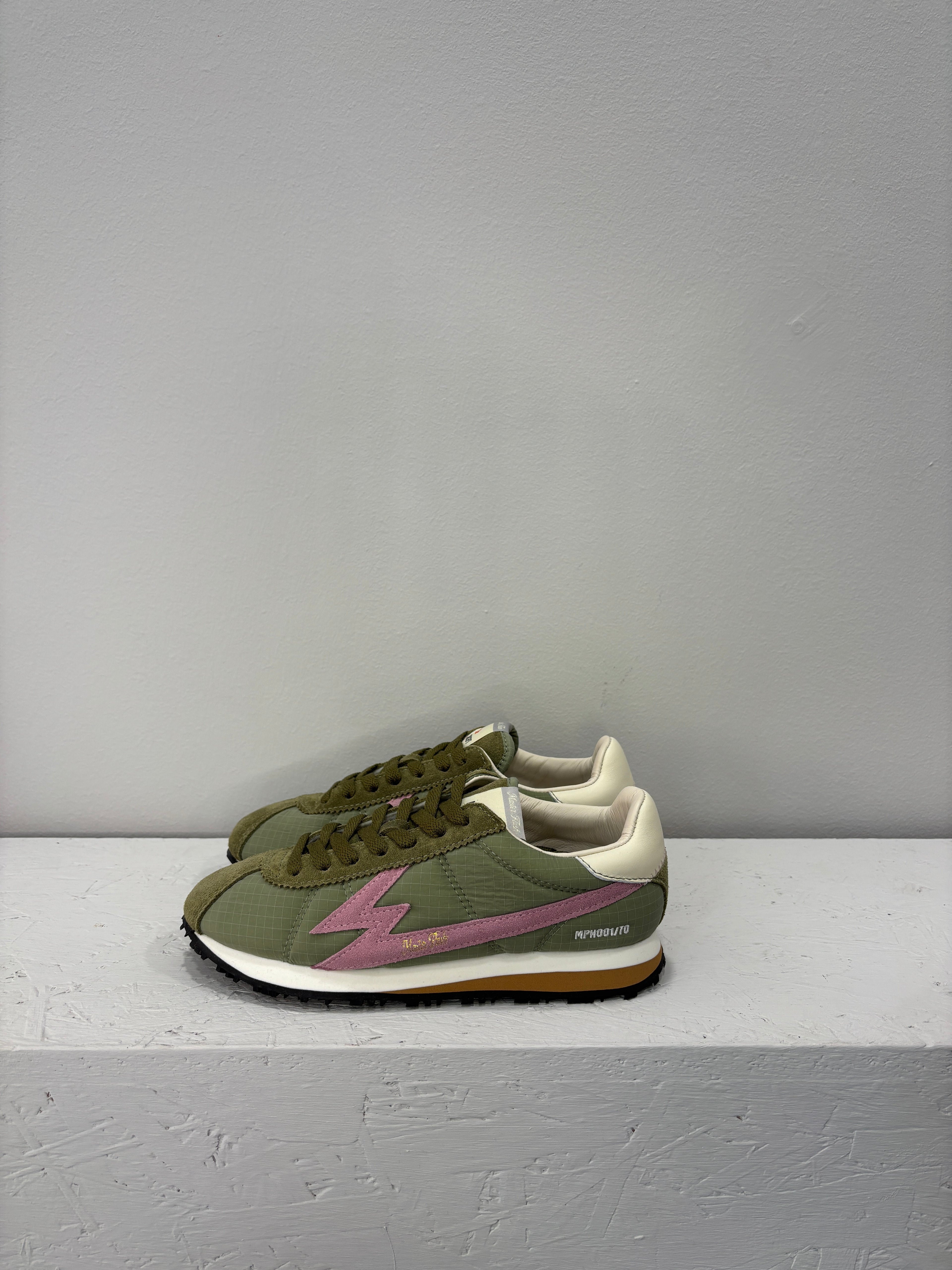 Sneakers in nylon con logo Green
