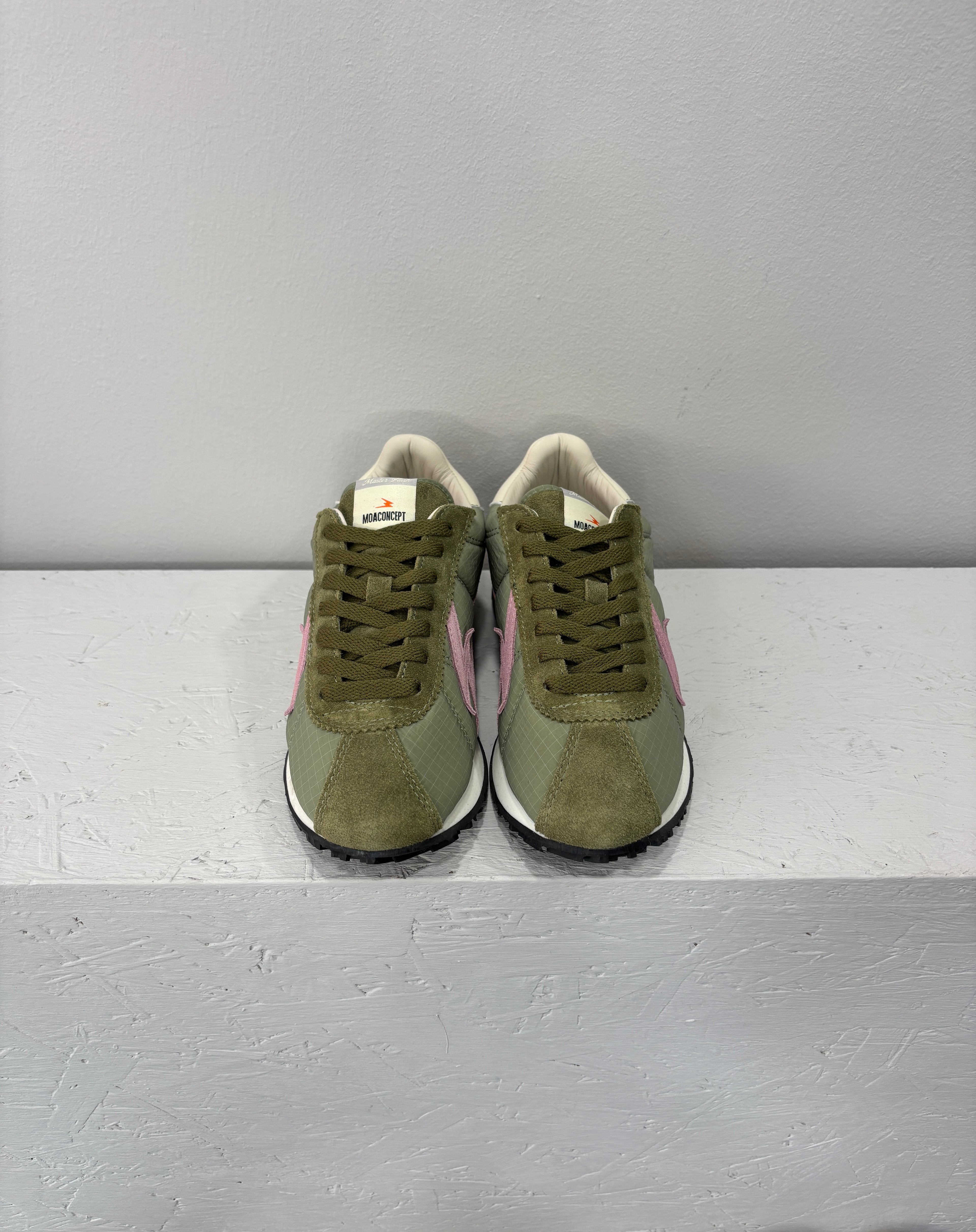 Sneakers in nylon con logo Green