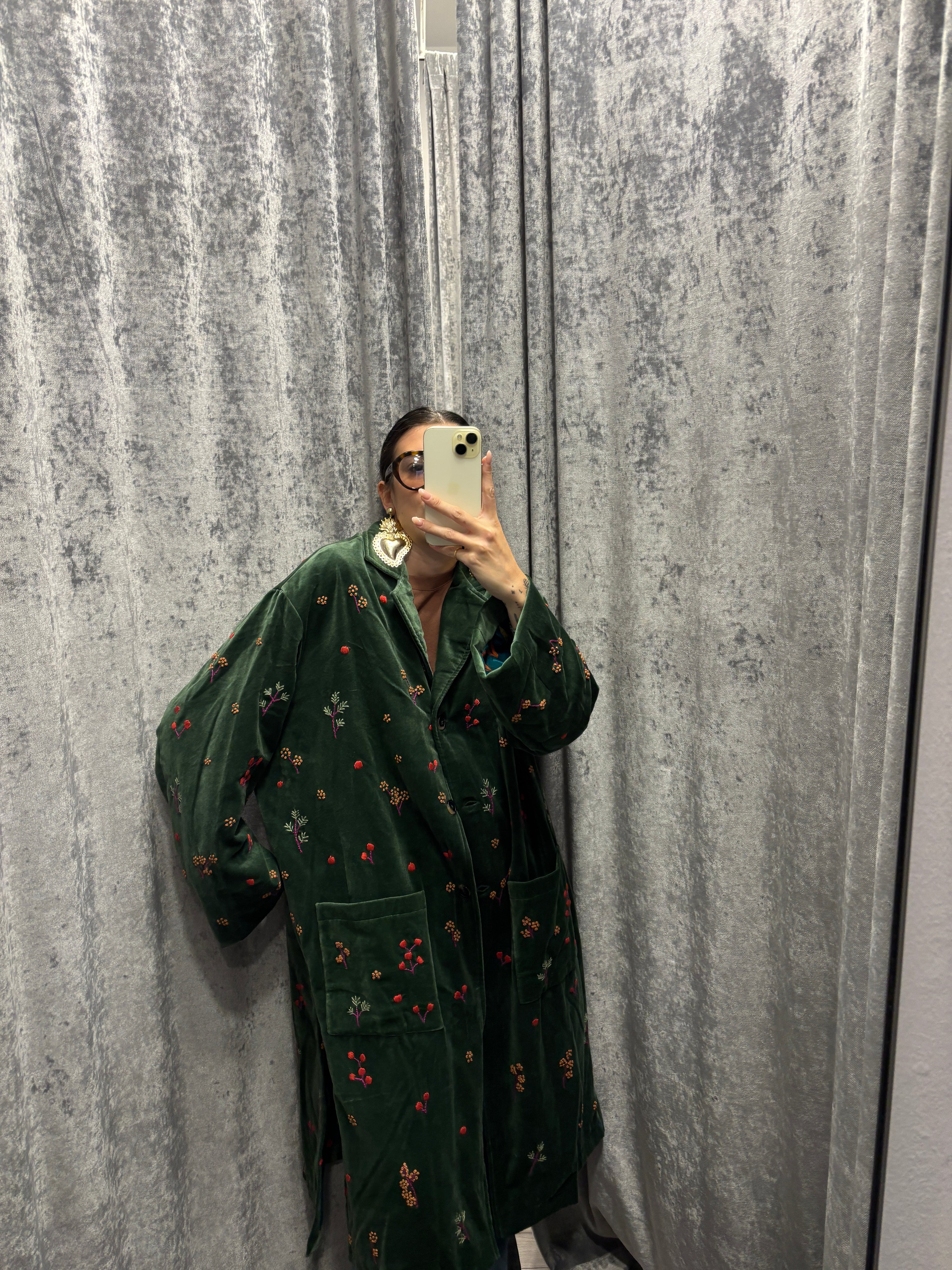 Cappotto vestaglia velluto ricamato