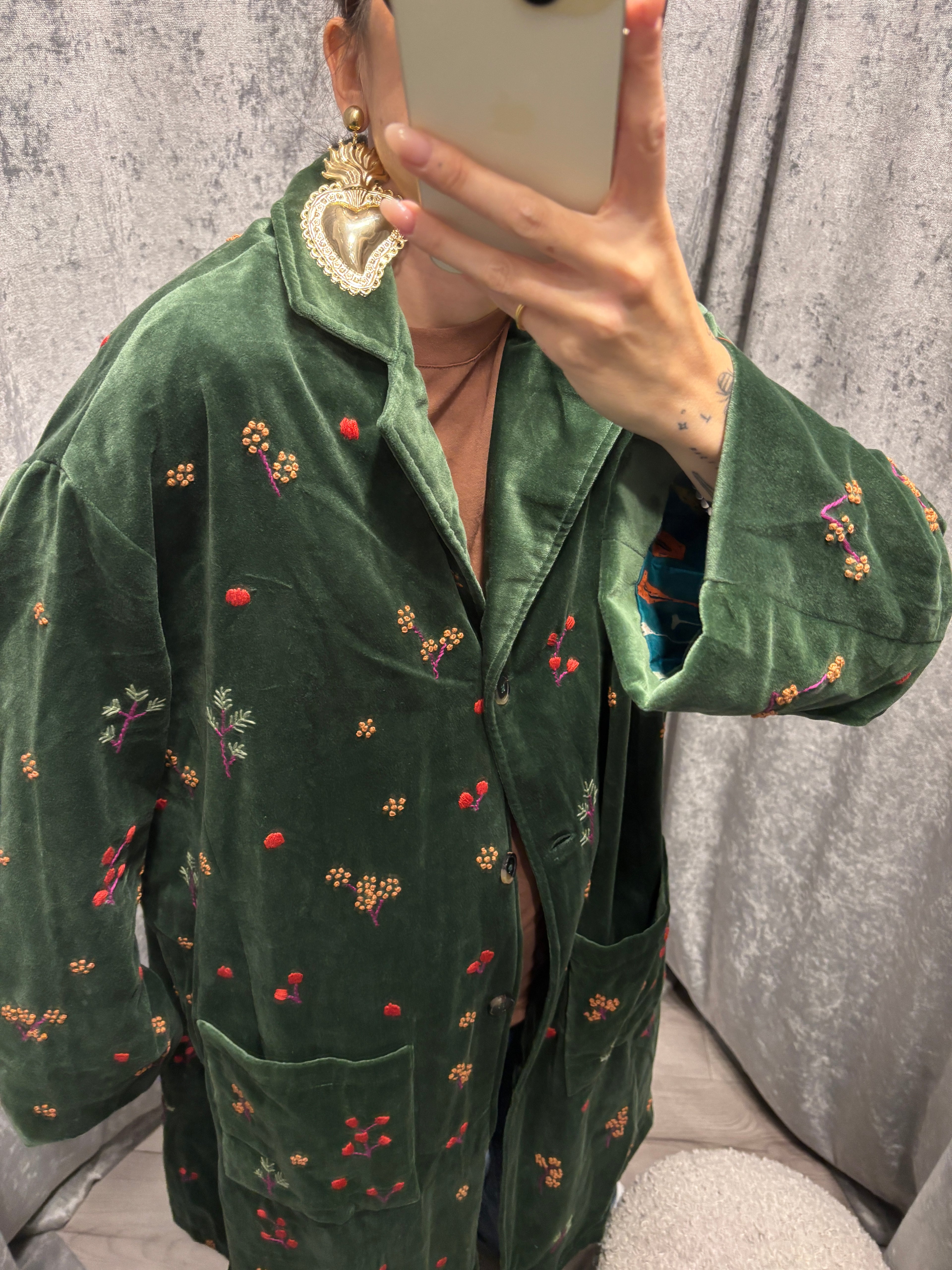 Cappotto vestaglia velluto ricamato