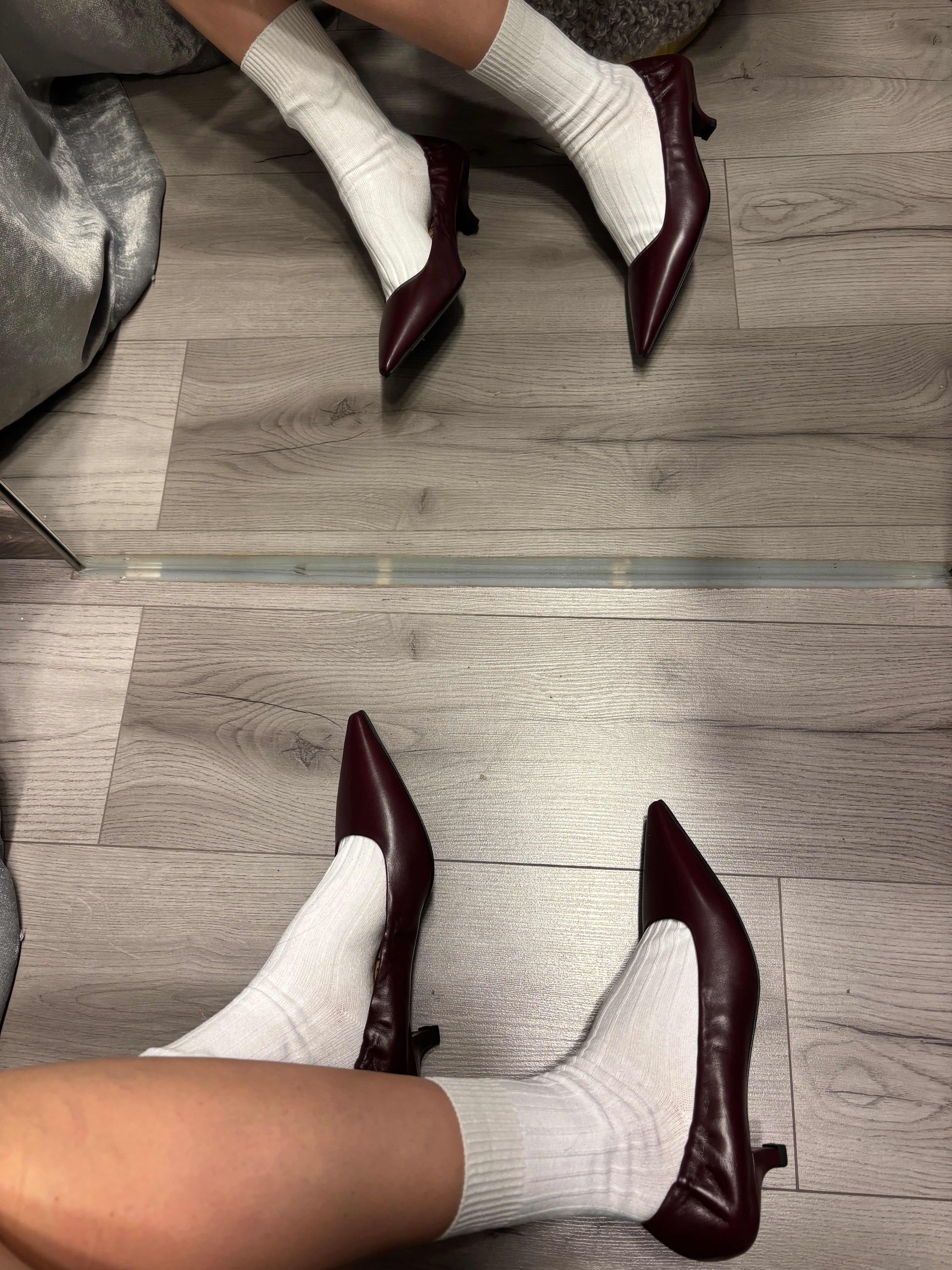 Décolleté in nappa con mini tacco