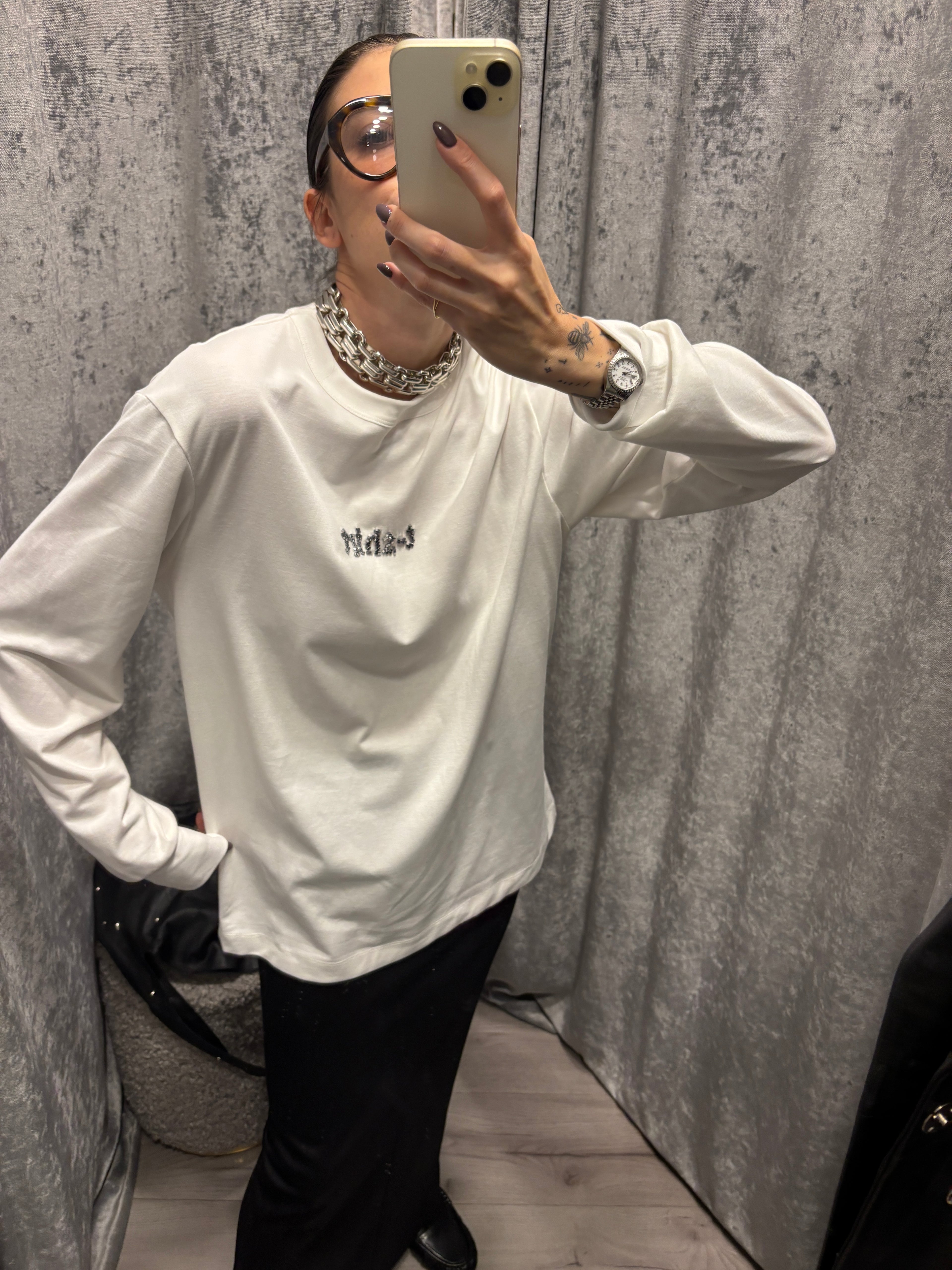 T-shirt girocollo ricamo