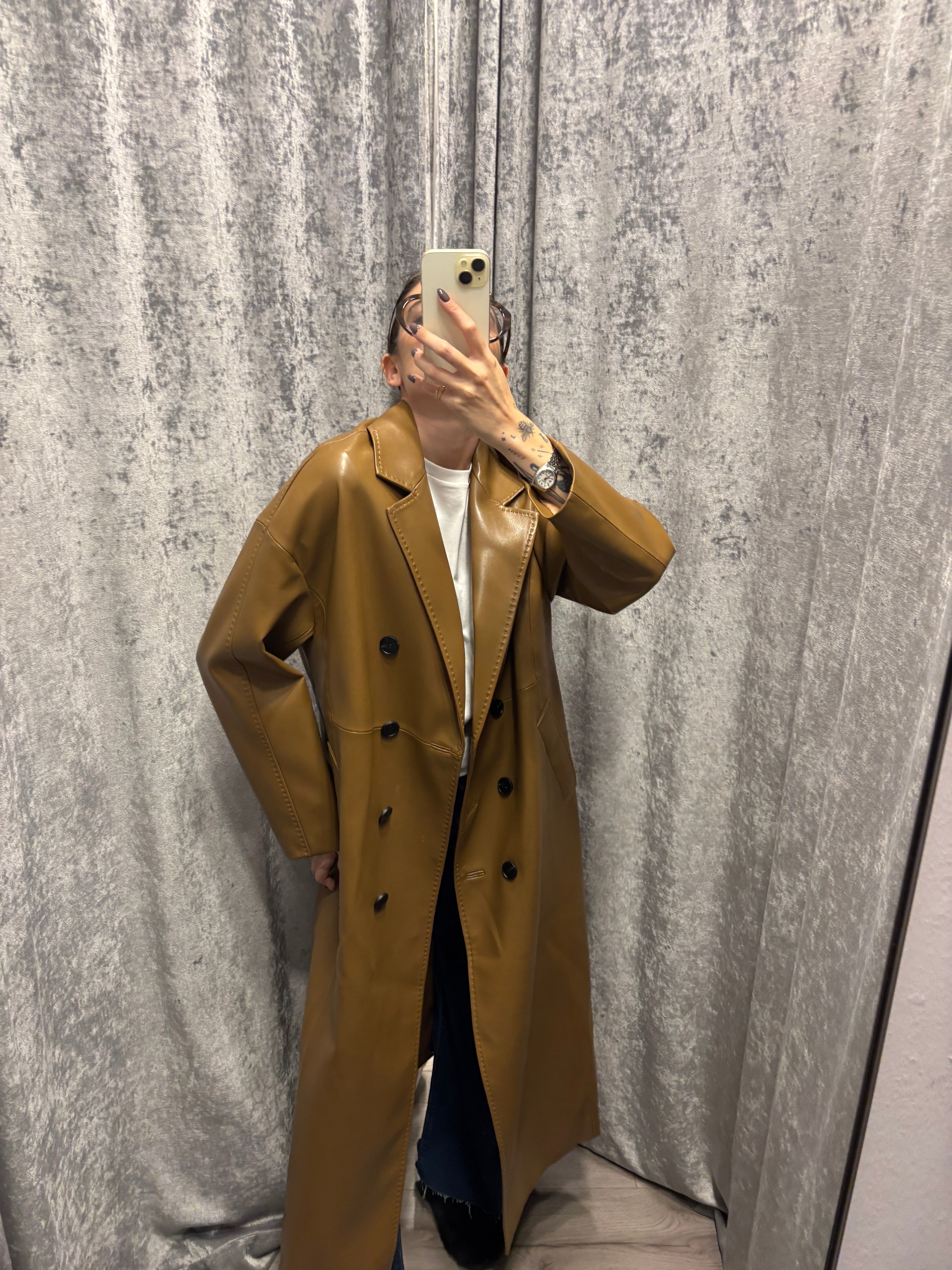 Trench caramello ecopelle