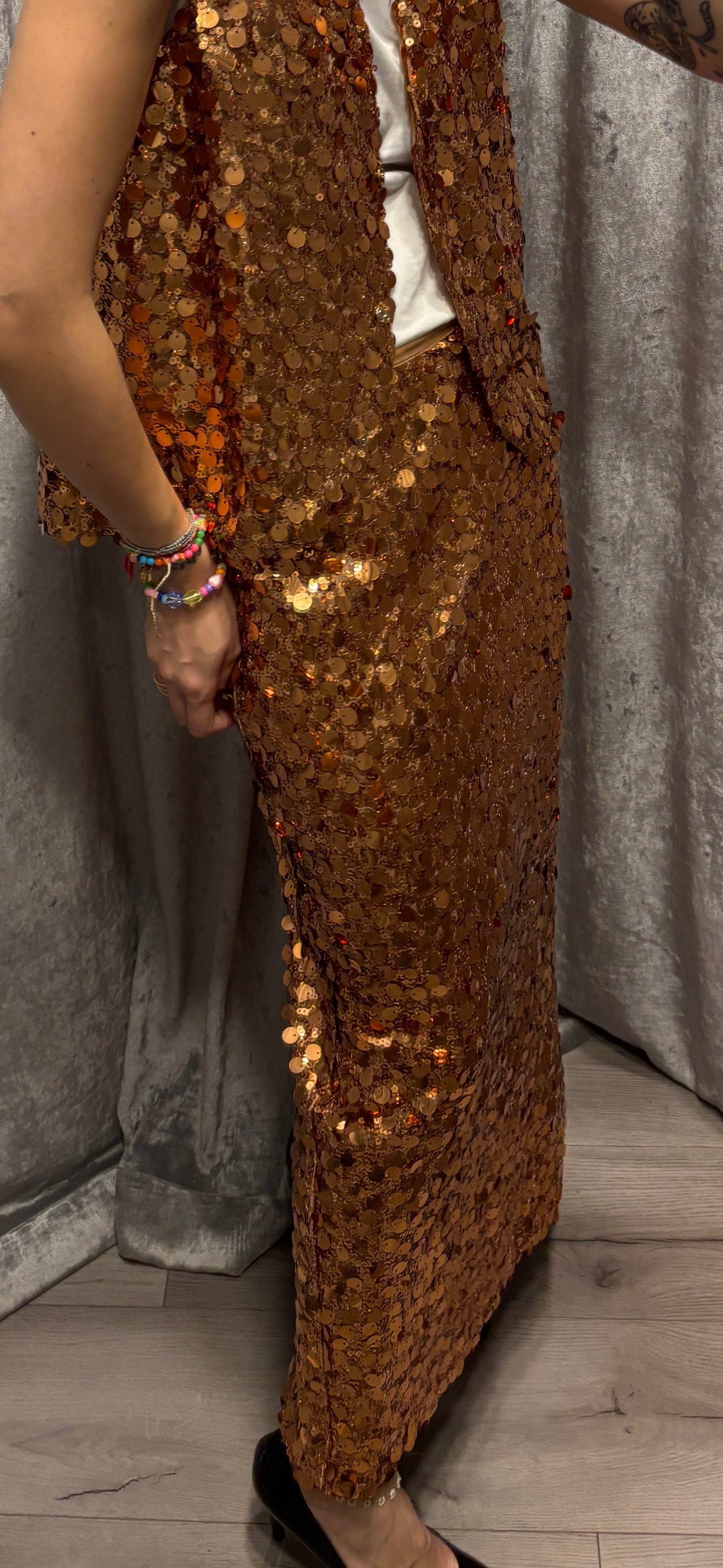 Gonna longuette in paillettes